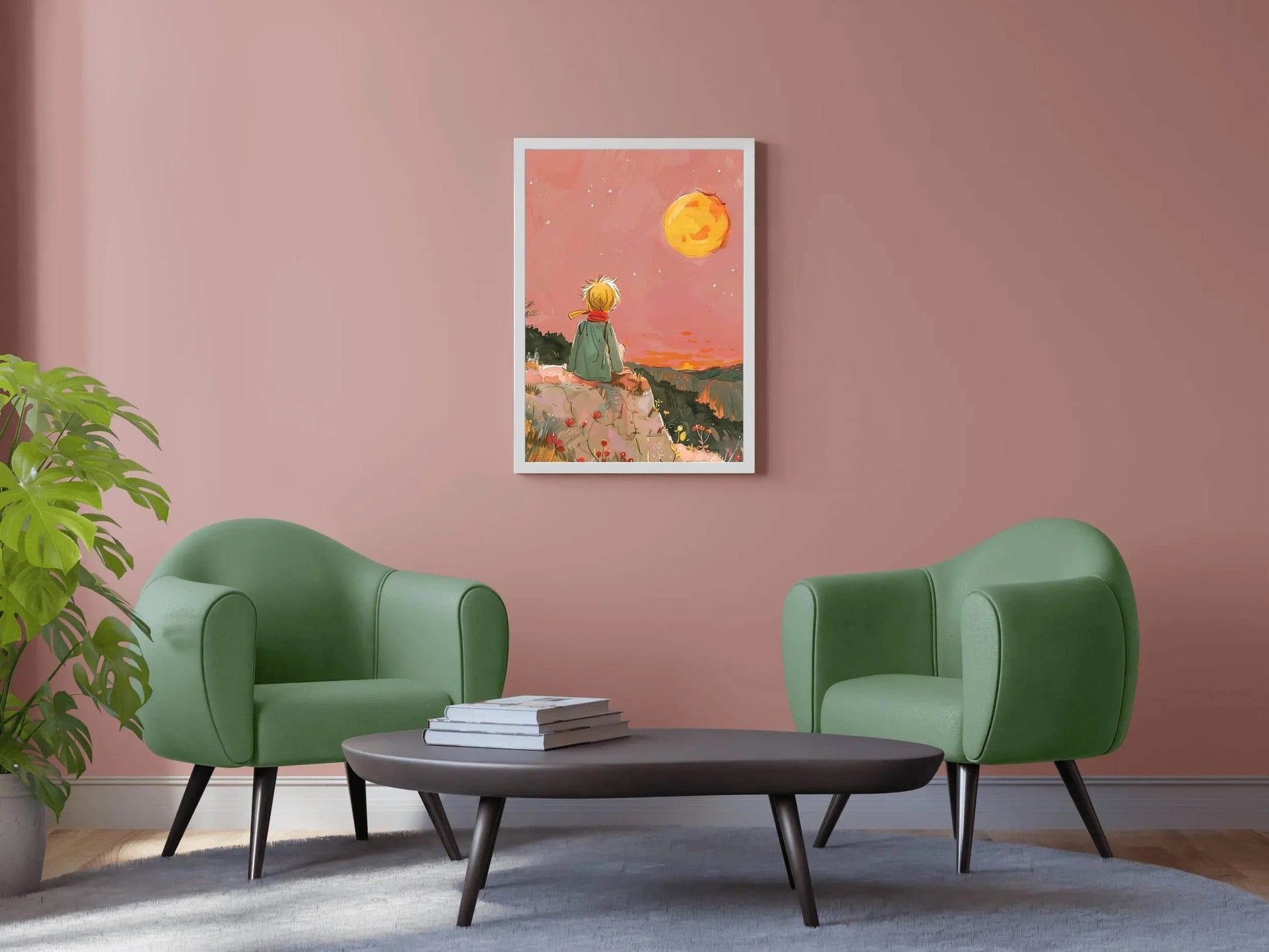Boy Sitting on the Edge of the Mountain - beink online art store