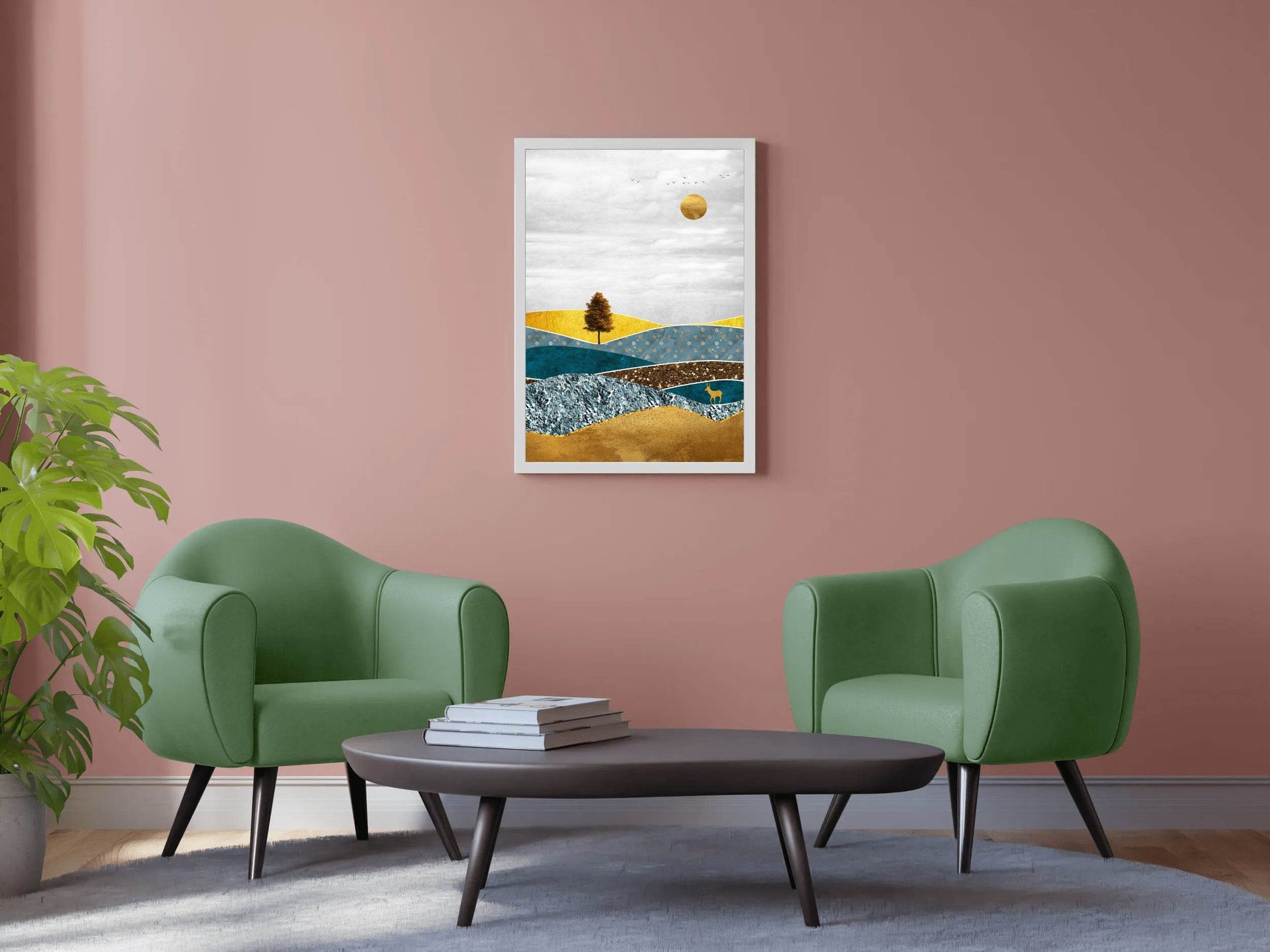Deer in a Field With a Full Moon Wall Art - beink online art store