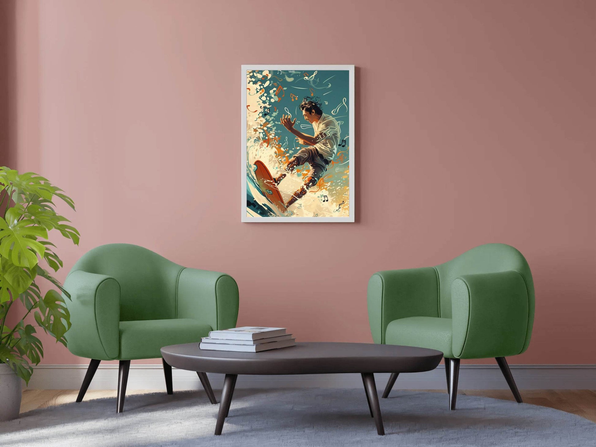 Skiing On Musical Notes Wall Art - beink online art store