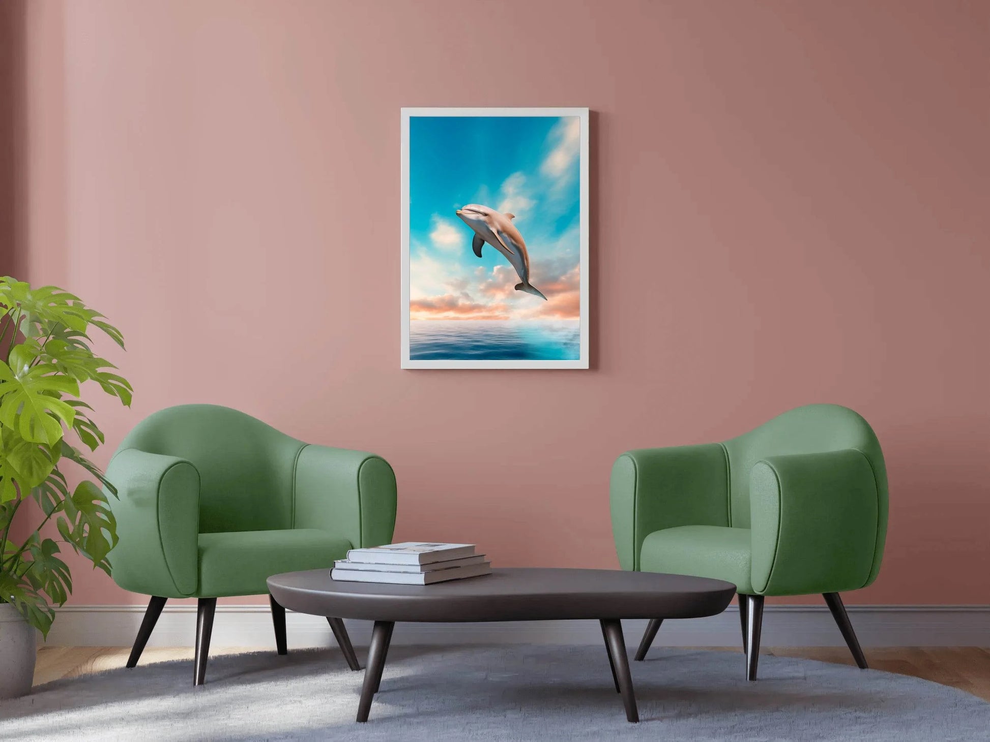 Fantsy Dolphin Jumping Out of Water Wall Art - beink online art store