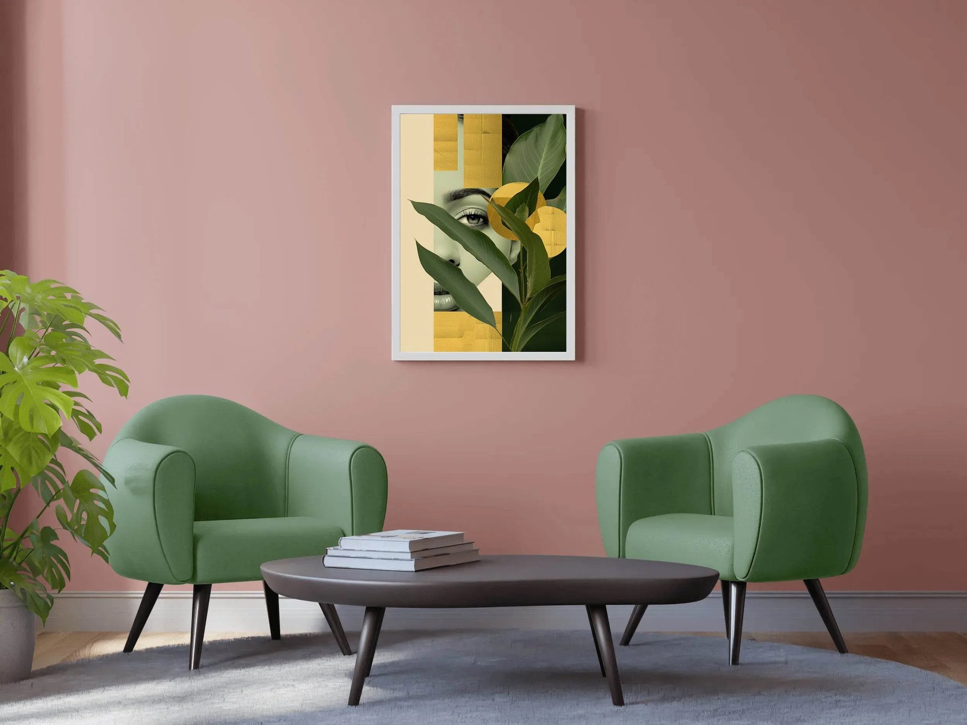 Girl Behind Tropical Leaves Abstract Wall Art - beink online art store