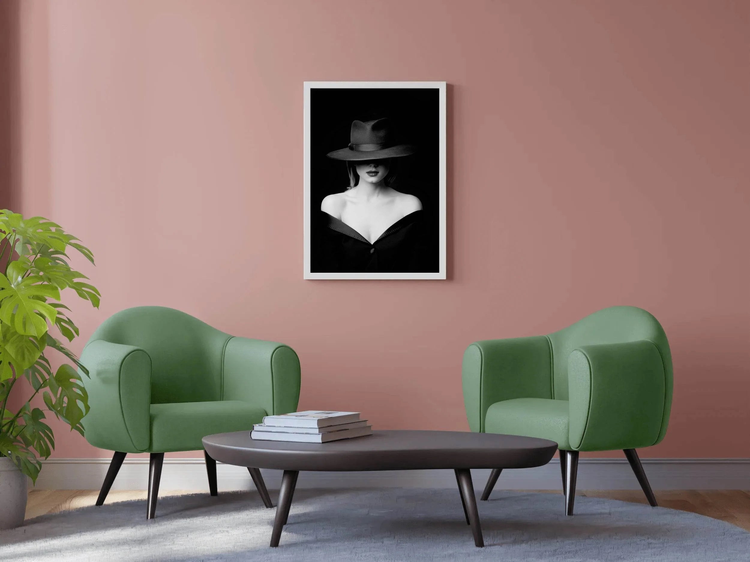 Elegant Lady With Hat Black & White Wall Art - beink online art store