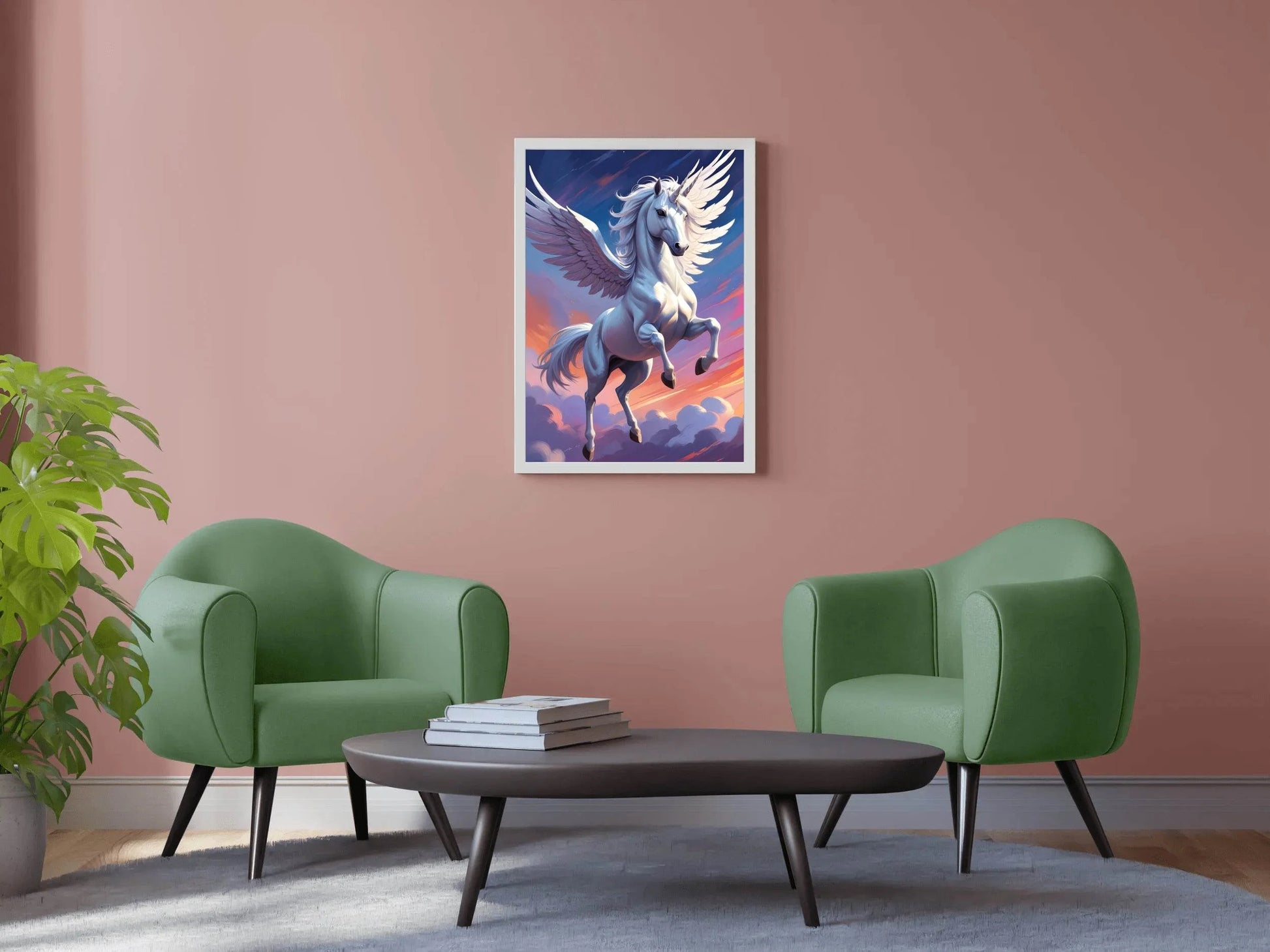 Painting of White Flying Unicorn Wall Art - beink online art store