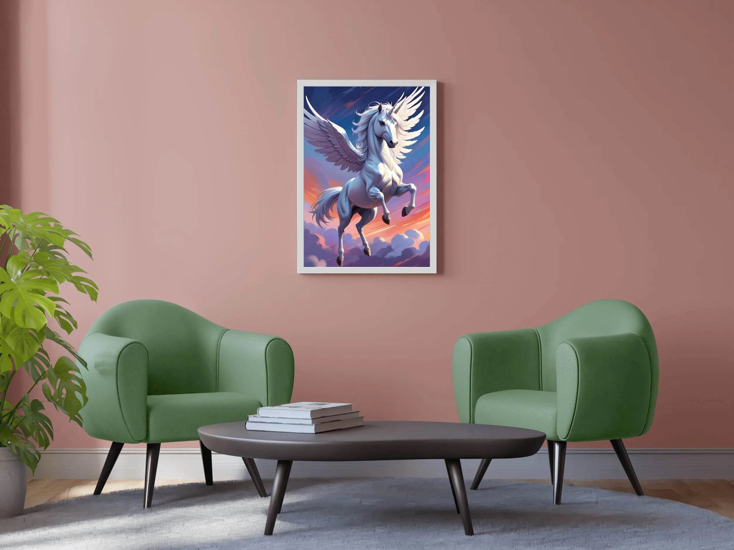 Painting of White Flying Unicorn Wall Art - beink online art store