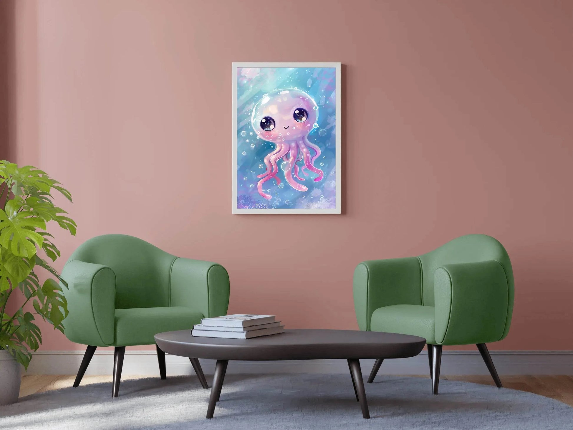 Cartoon Octopus With Bubbles Wall Art - beink online art store