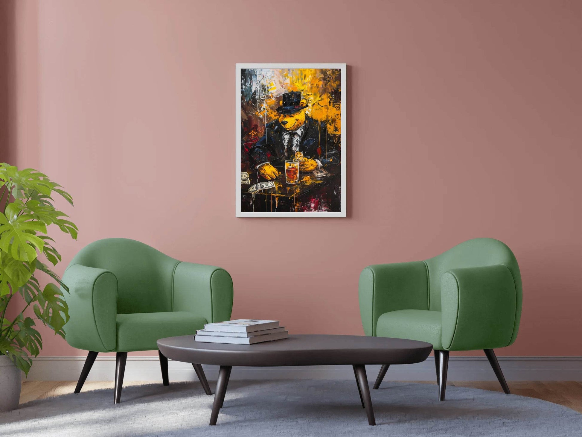 Painting of a Bear Dressed in a Suit and Hat - beink online art store