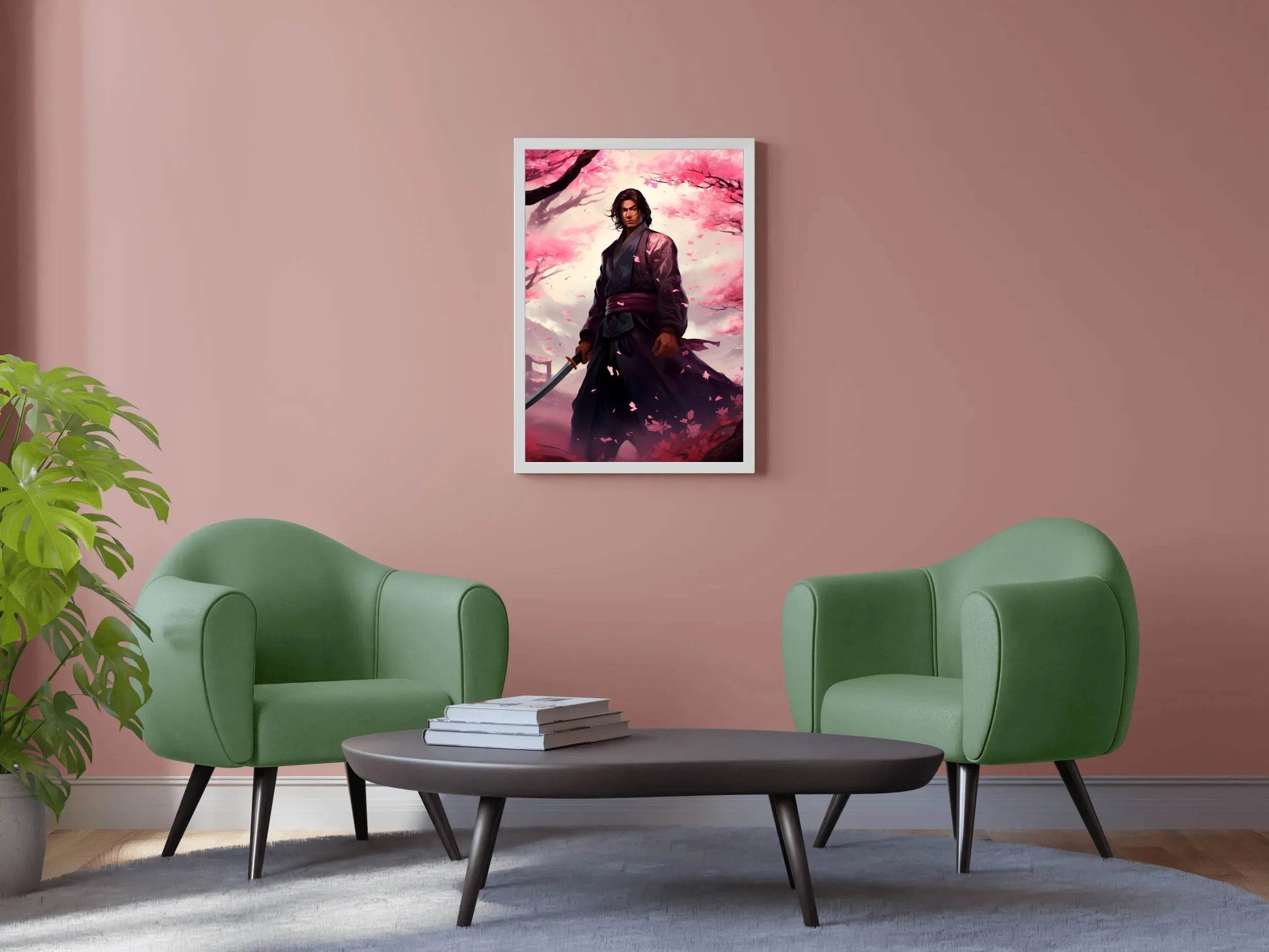 Slender Male Samurai With Short Black Hair Anime Wall Art - beink online art store