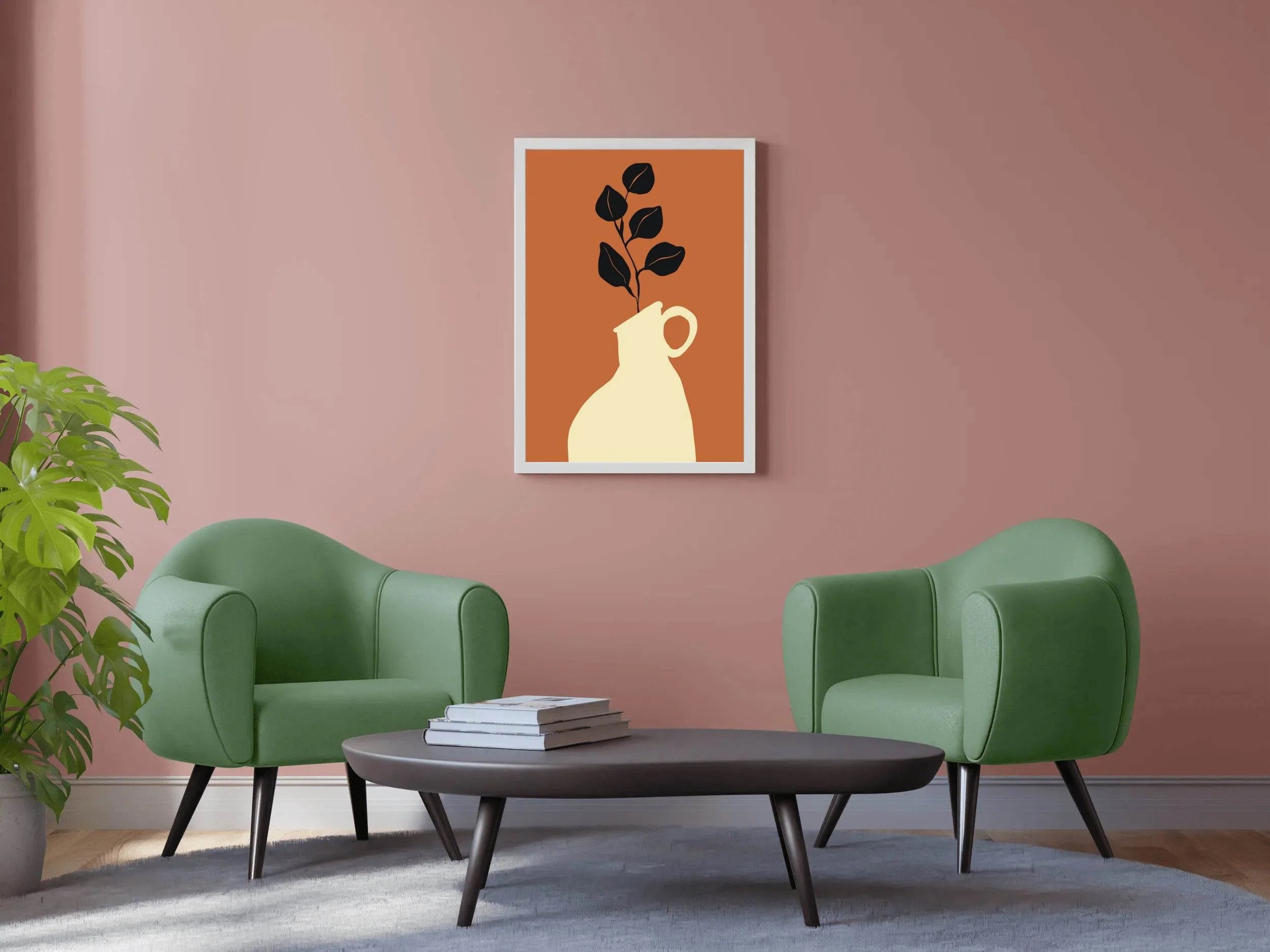 Minimalist Vase Stylized Foliage ArtWork - beink online art store