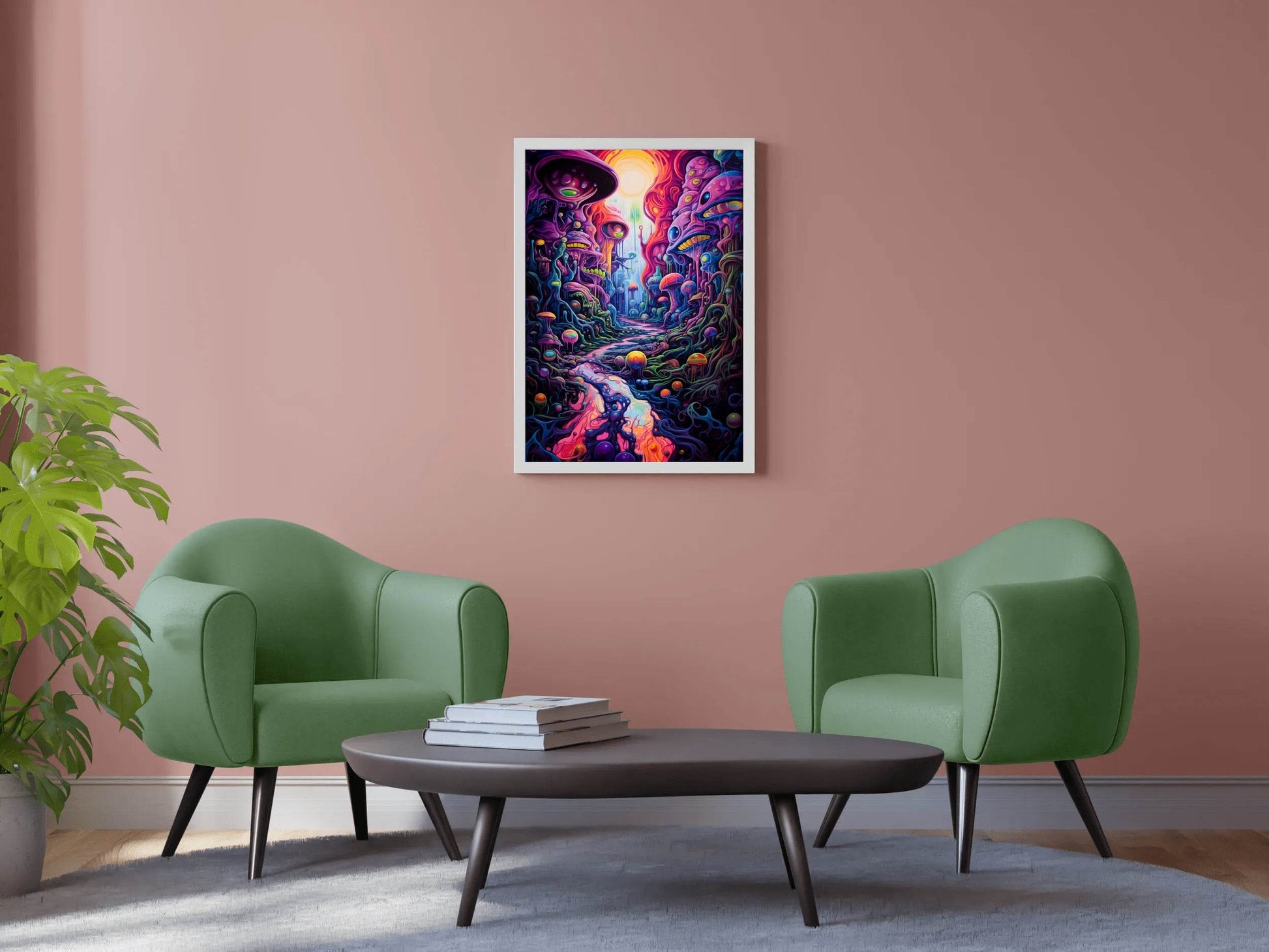 Colorful Fantasy Forest With Mushrooms Wall Art - beink online art store