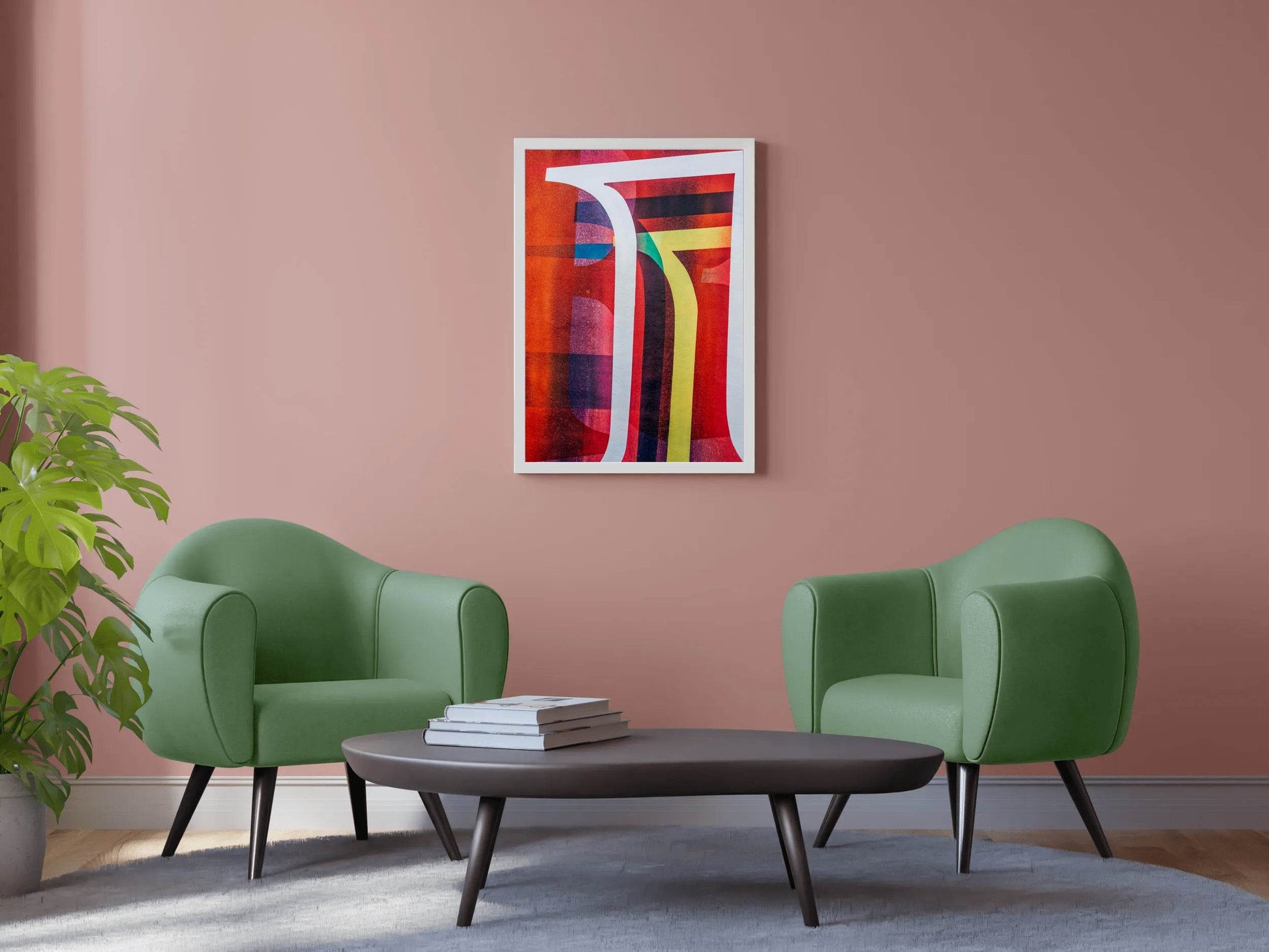 Colorful Red Background Abstract Wall Art - beink online art store