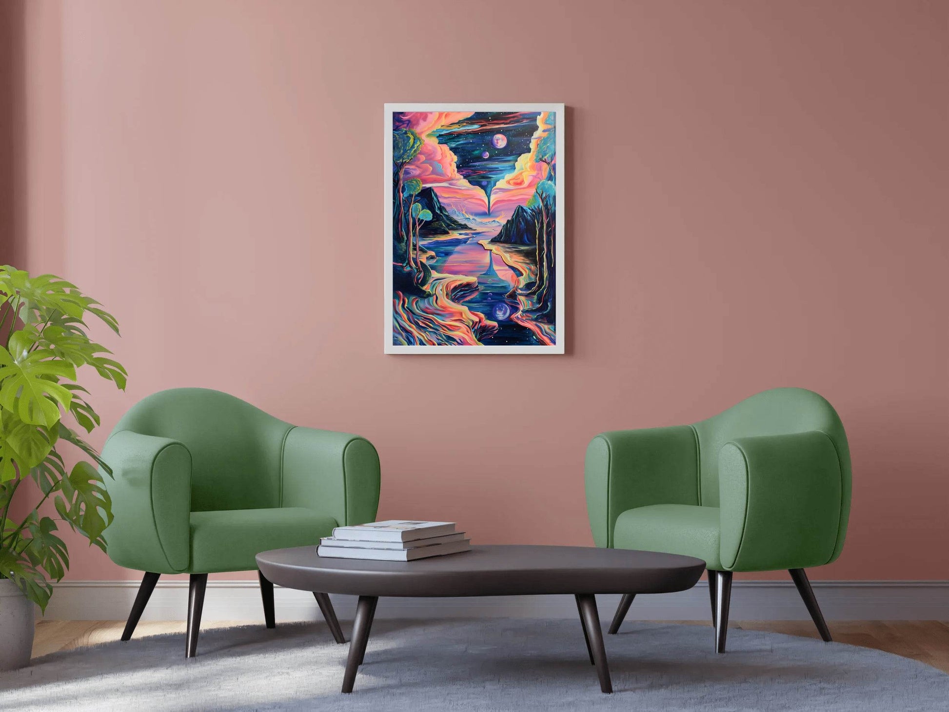 Painting of a night scene with a full moon Wall Art - beink online art store
