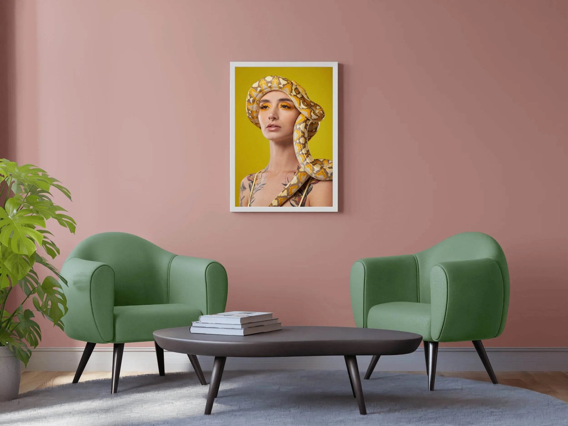 Girl With Snake Around Head Animal Wall Art - beink online art store
