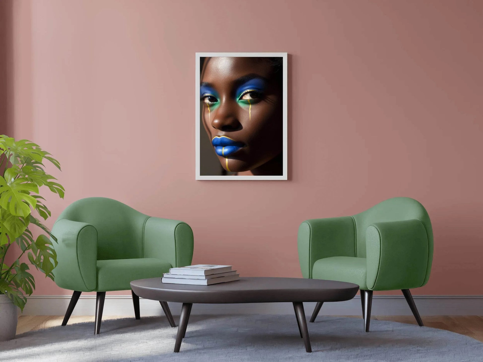 African Women Makeup With Blue Color Wall Art - beink online art store