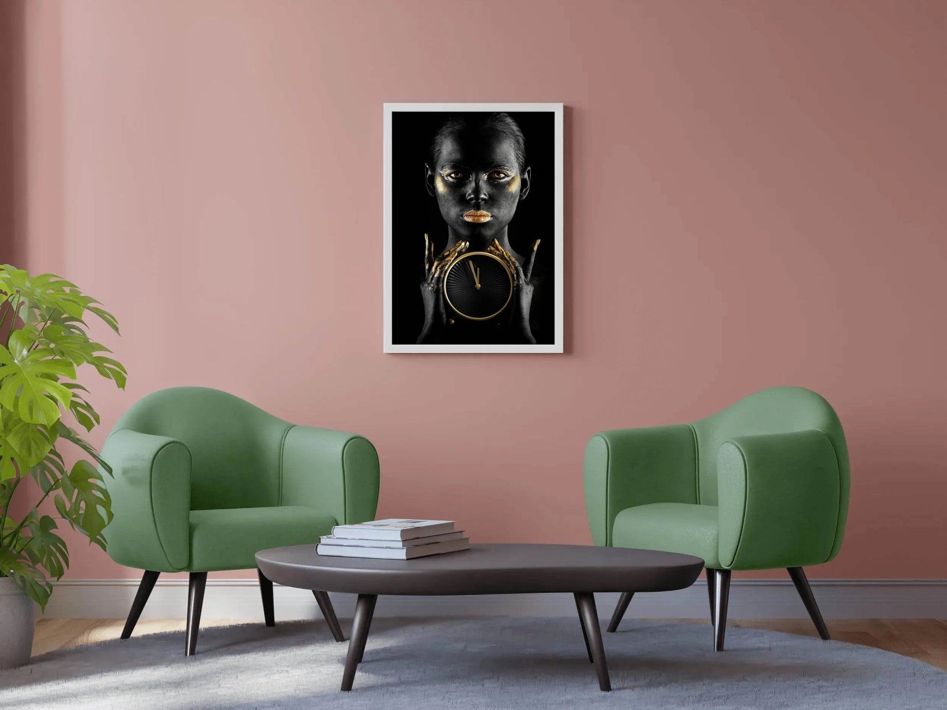 Black Woman With A Gold Watch in Her Hand Wall Art - beink online art store