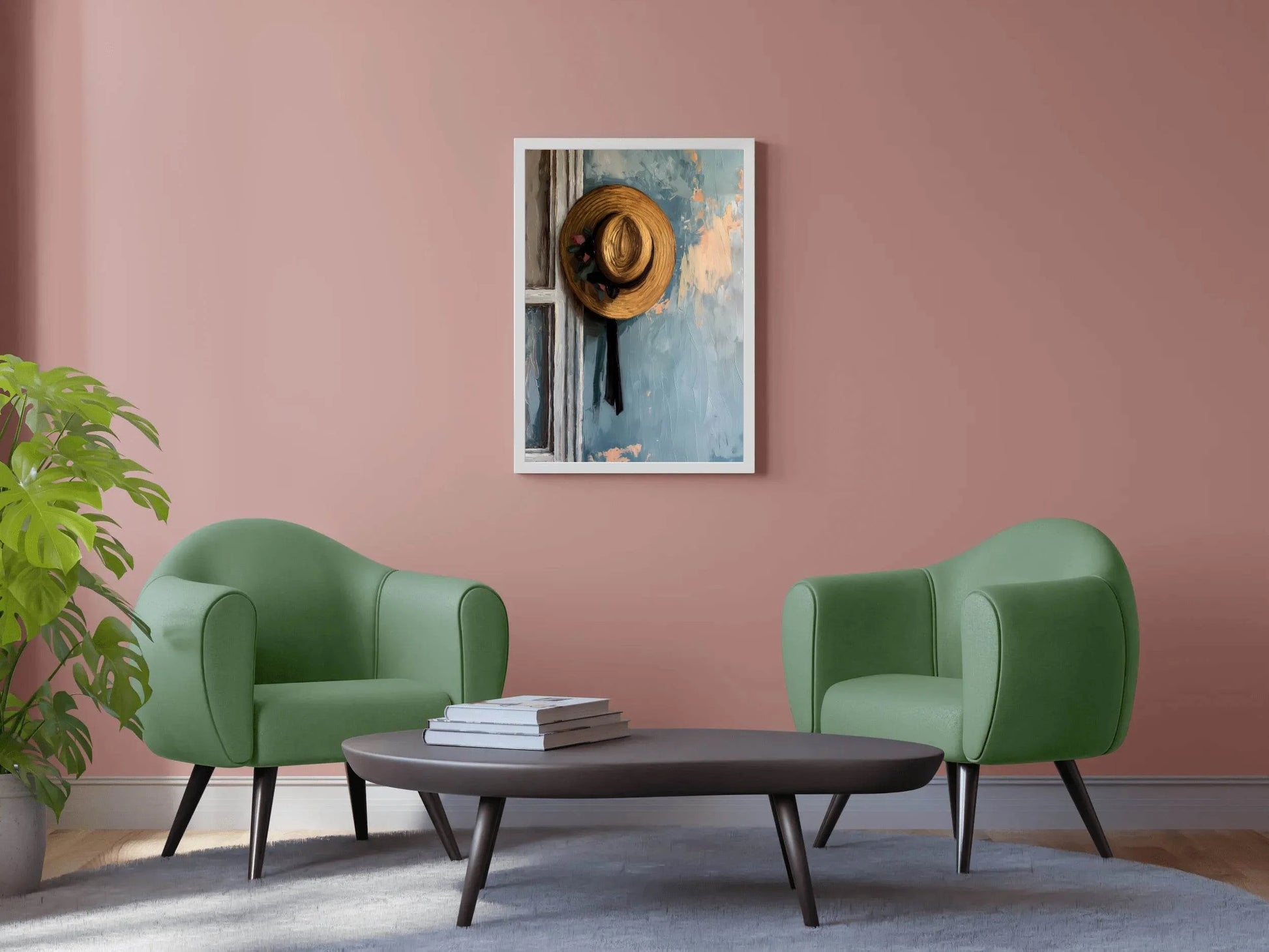 Women Wide Brim Hat Painting Wall Art - beink online art store