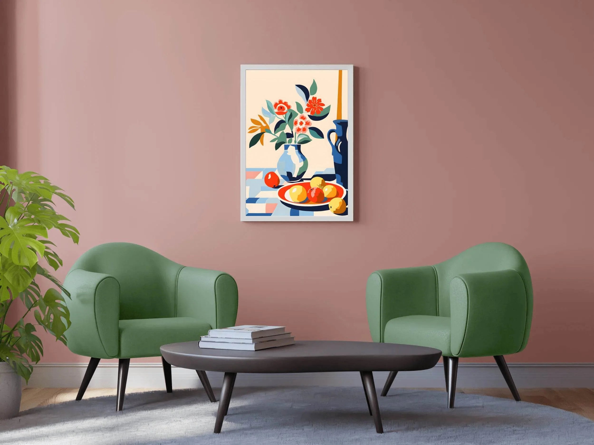 Painting a Fruit Plate Next To a Vase - beink online art store