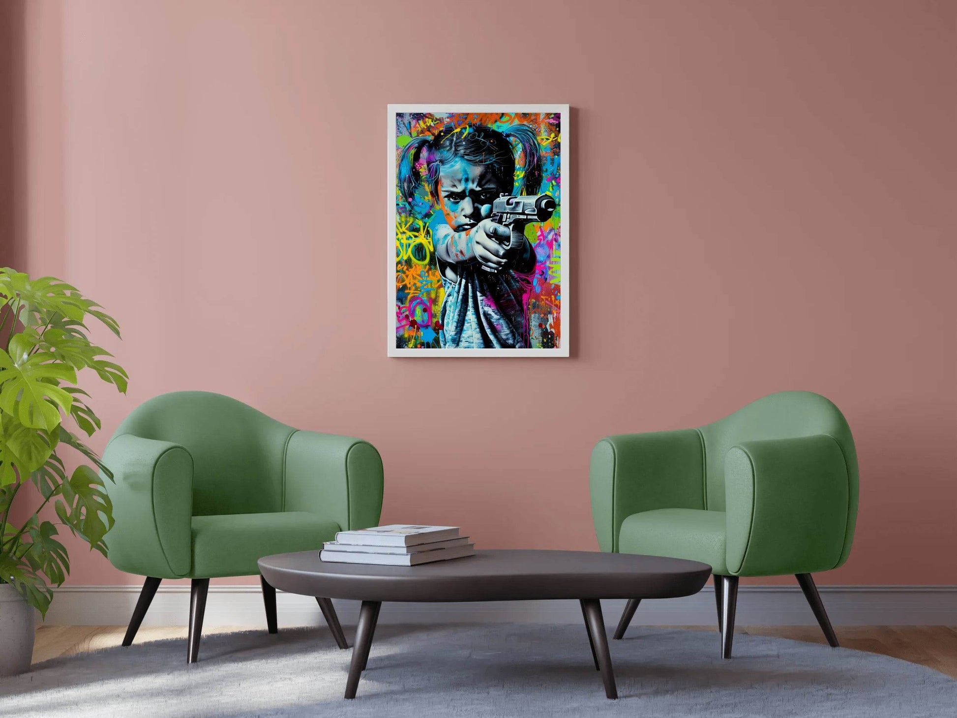 Graffiti Art of Girl Shooting Gun Wall Art - beink online art store