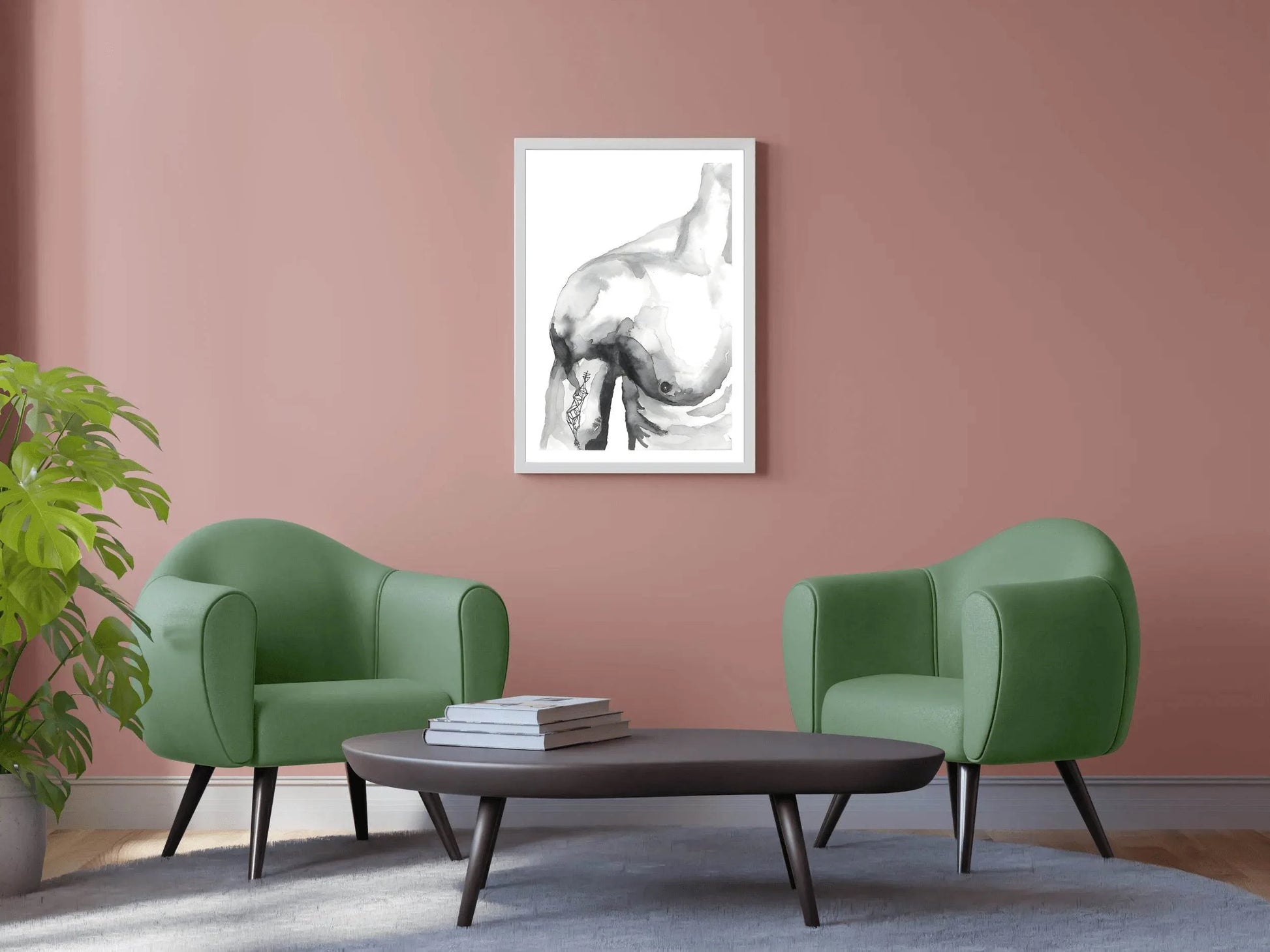 Ink and Watercolor Male Partial Figure Wall Art - beink online art store