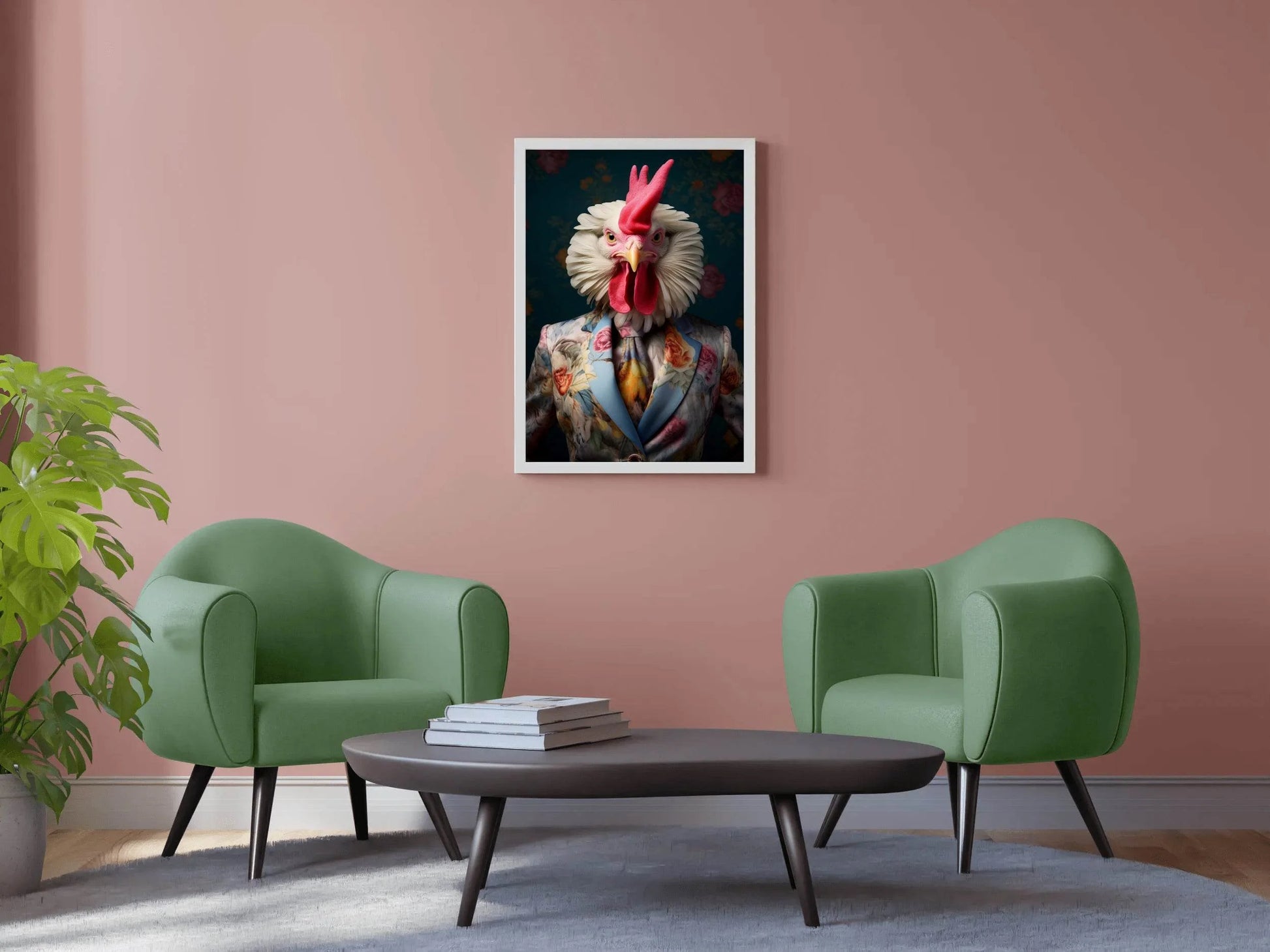 Fashionable Rooster in Party Dress Wall Art - beink online art store