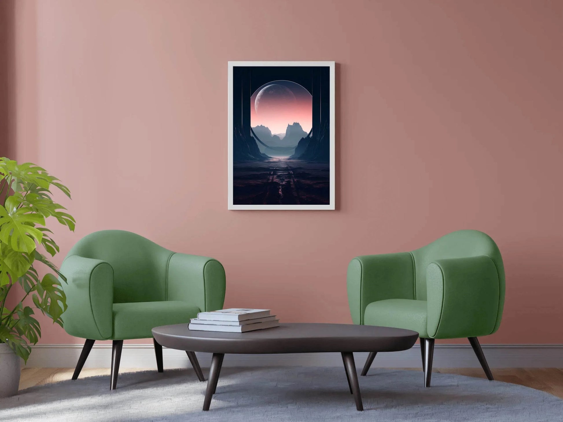 Moon Between The Mountain Wall Art - beink online art store