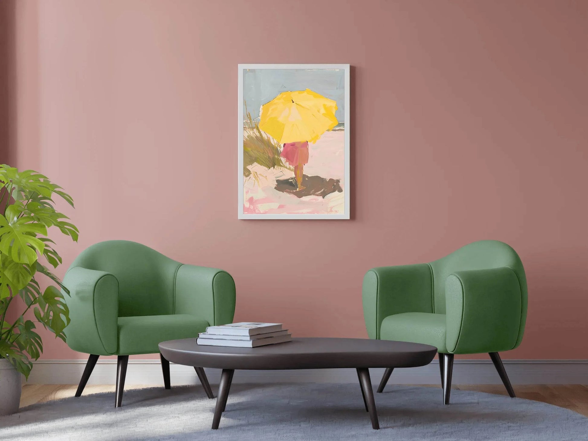 Drawing Girl With Yellow Umbrella - beink online art store