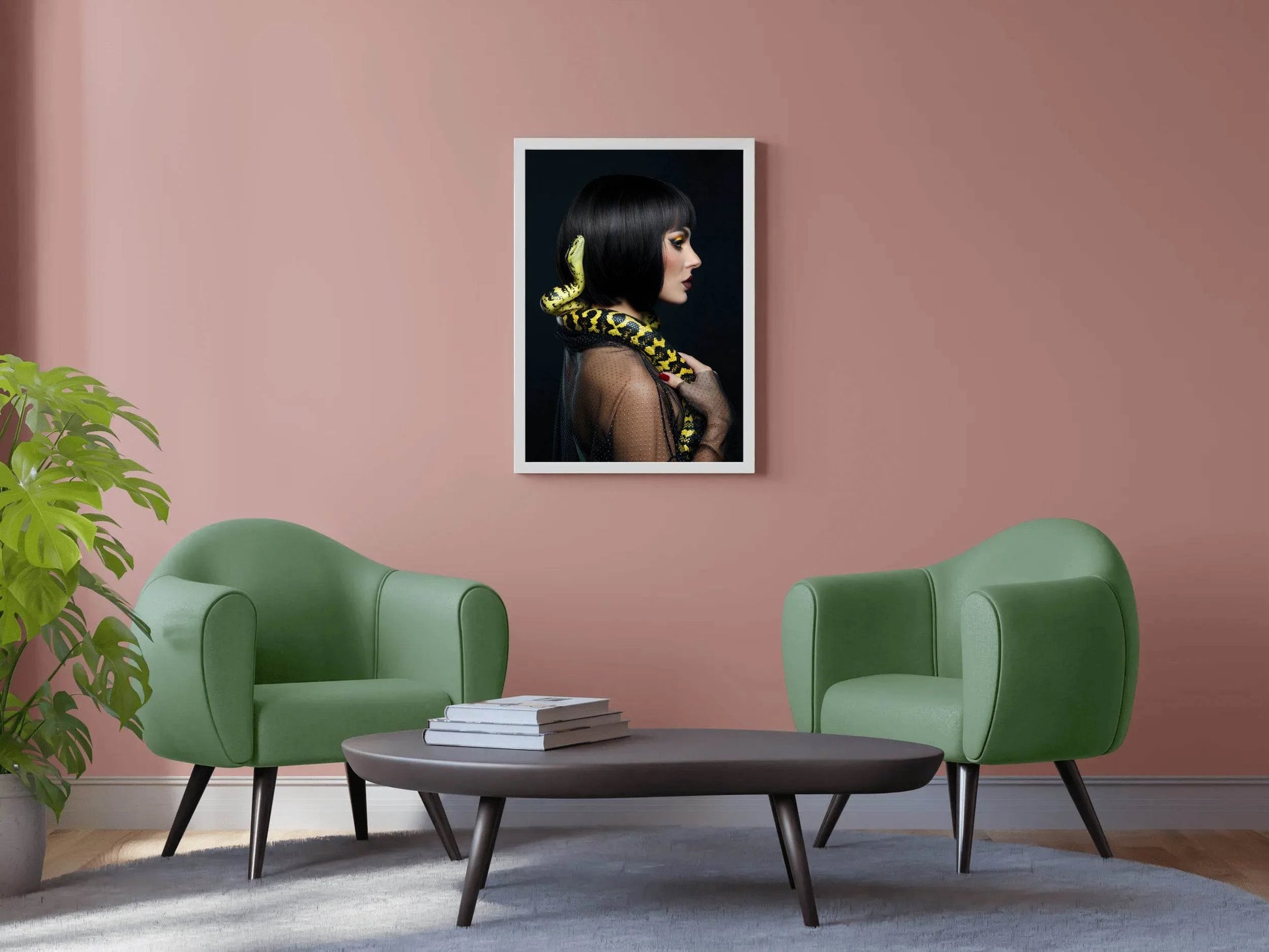 Yellow Python on Girl's Shoulder Wall Art - beink online art store
