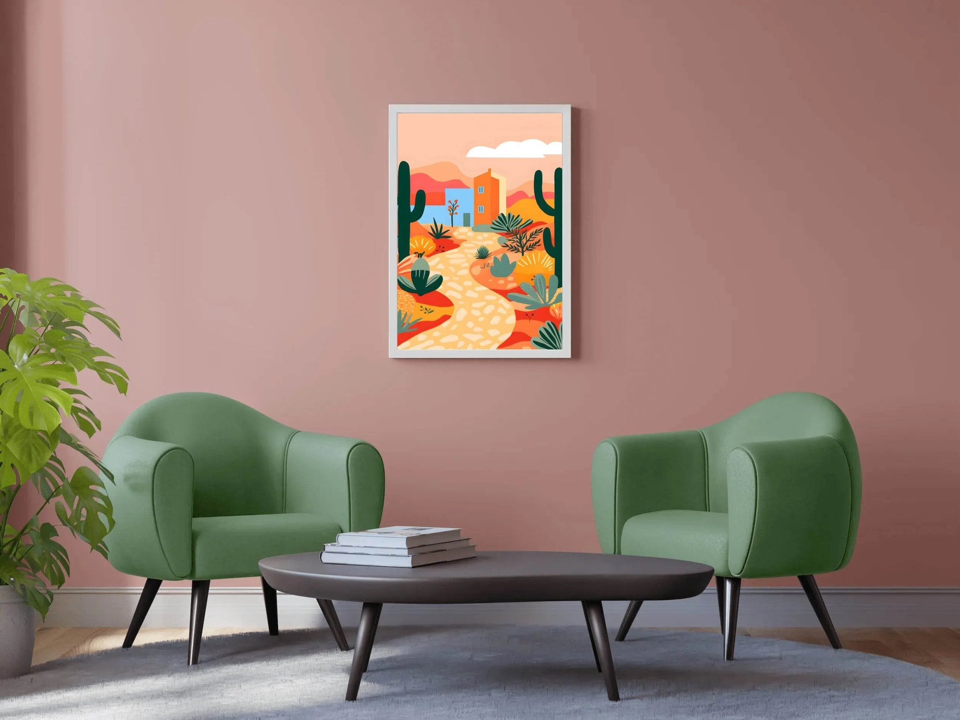 Colorful Village Desert Road Painting Art - beink online art store