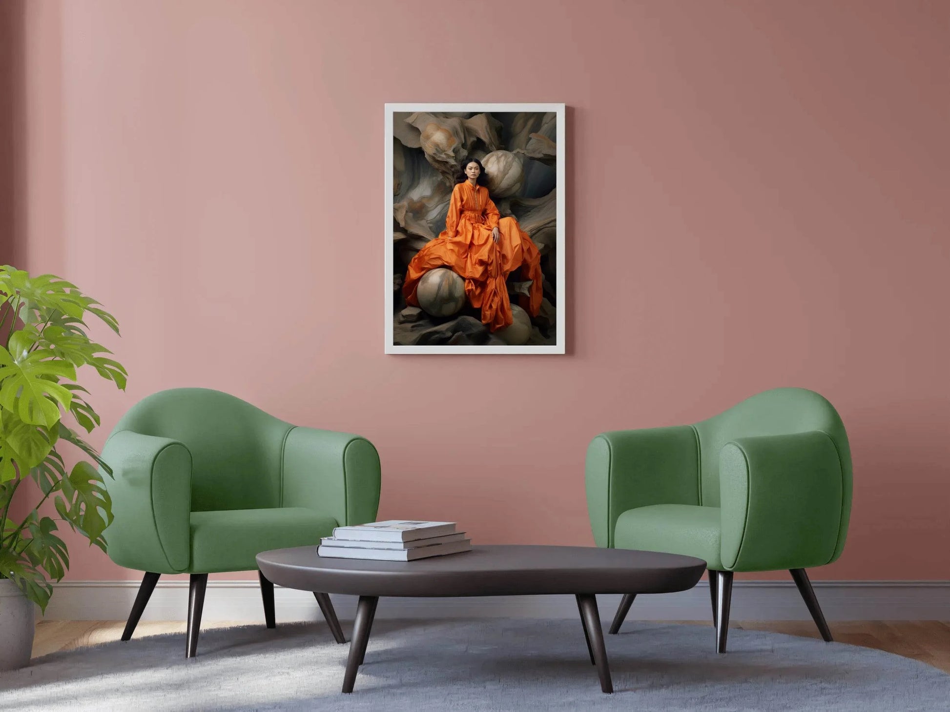 The Serena Maxi Dress in Bright Orange Wall Art - beink online art store
