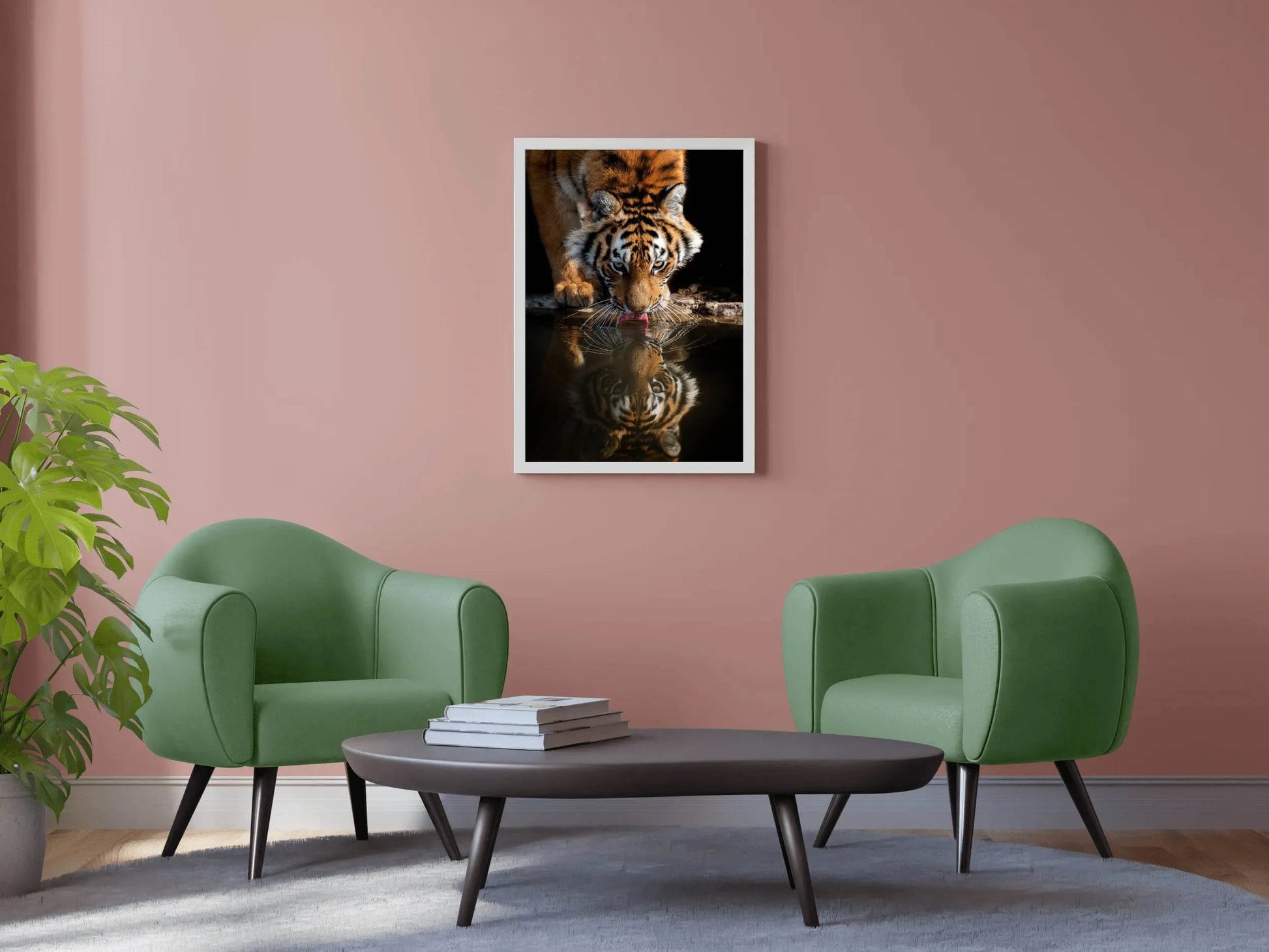 Bengal Tiger Drinking Water Animal Wall Art - beink online art store