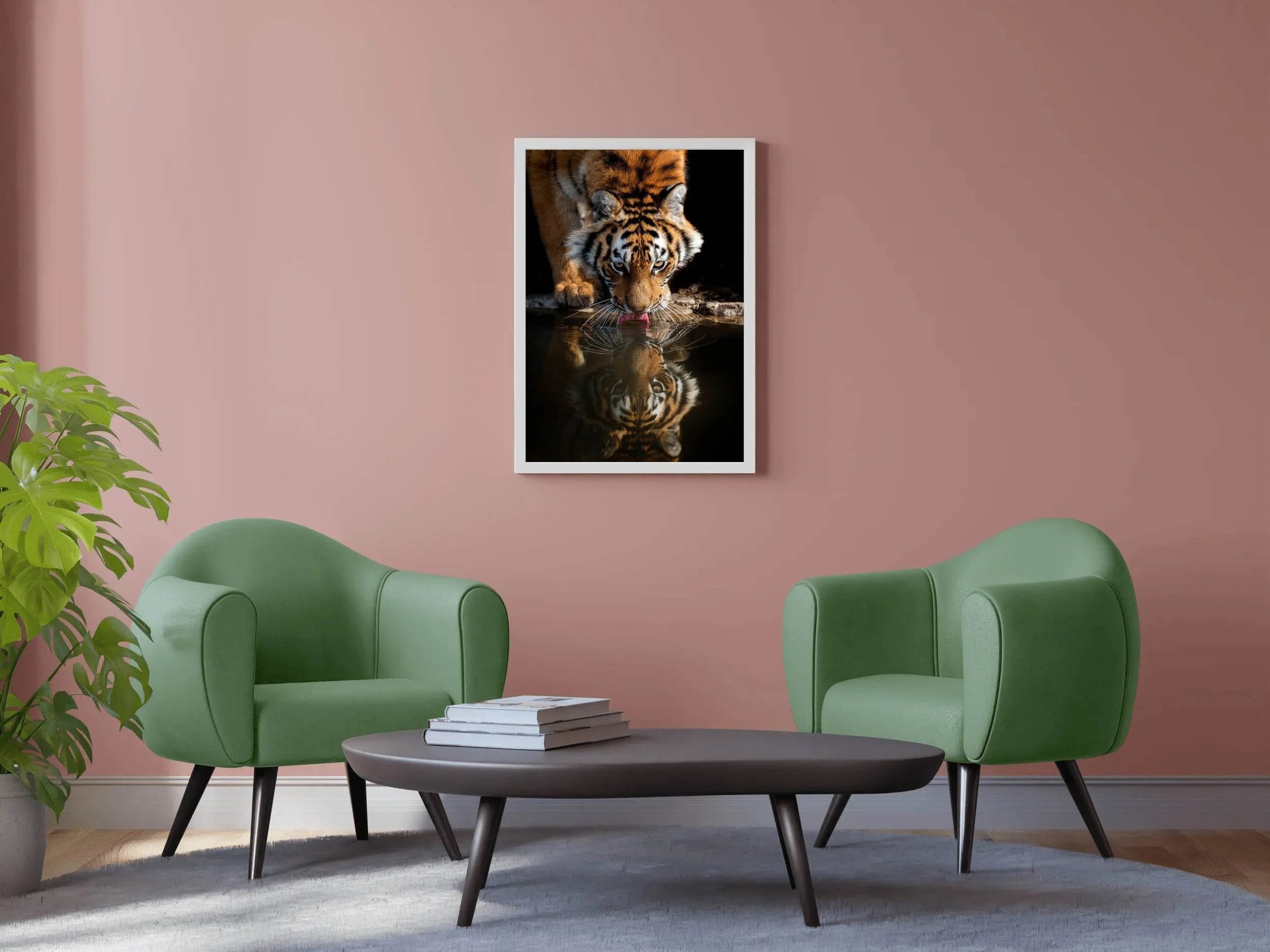 Bengal Tiger Drinking Water Animal Wall Art - beink online art store