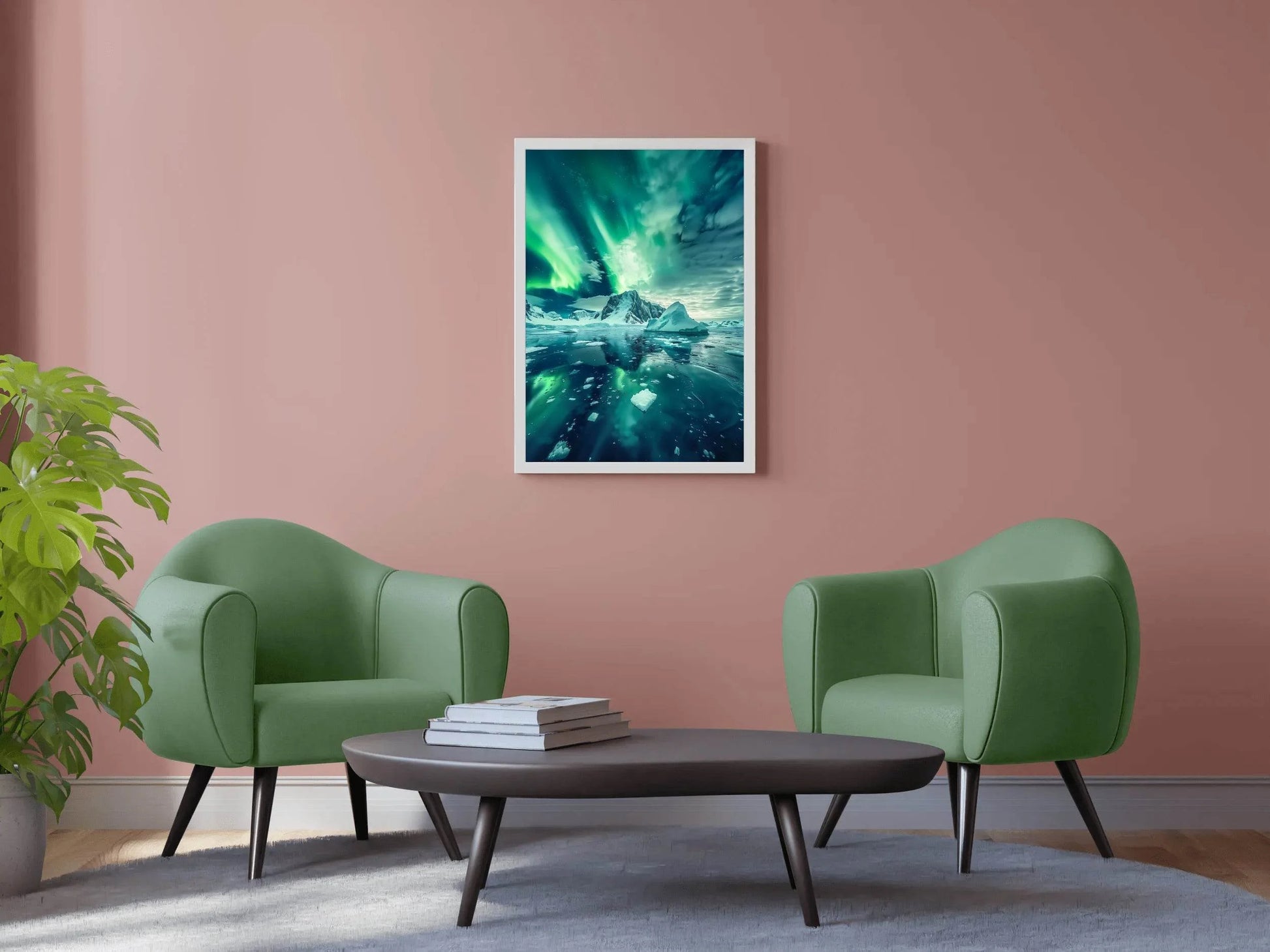 Aurora Australis Over Antarctic Icebergs Wall Art - beink online art store