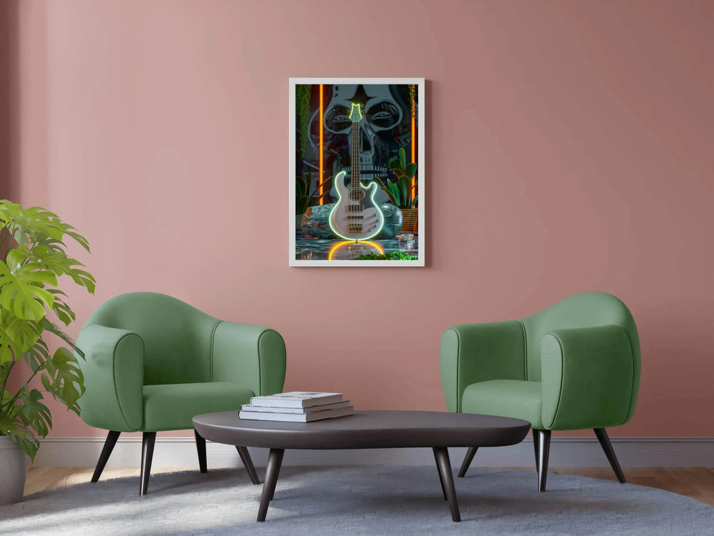 Augustic Guitar With Neon Wall Art - beink online art store