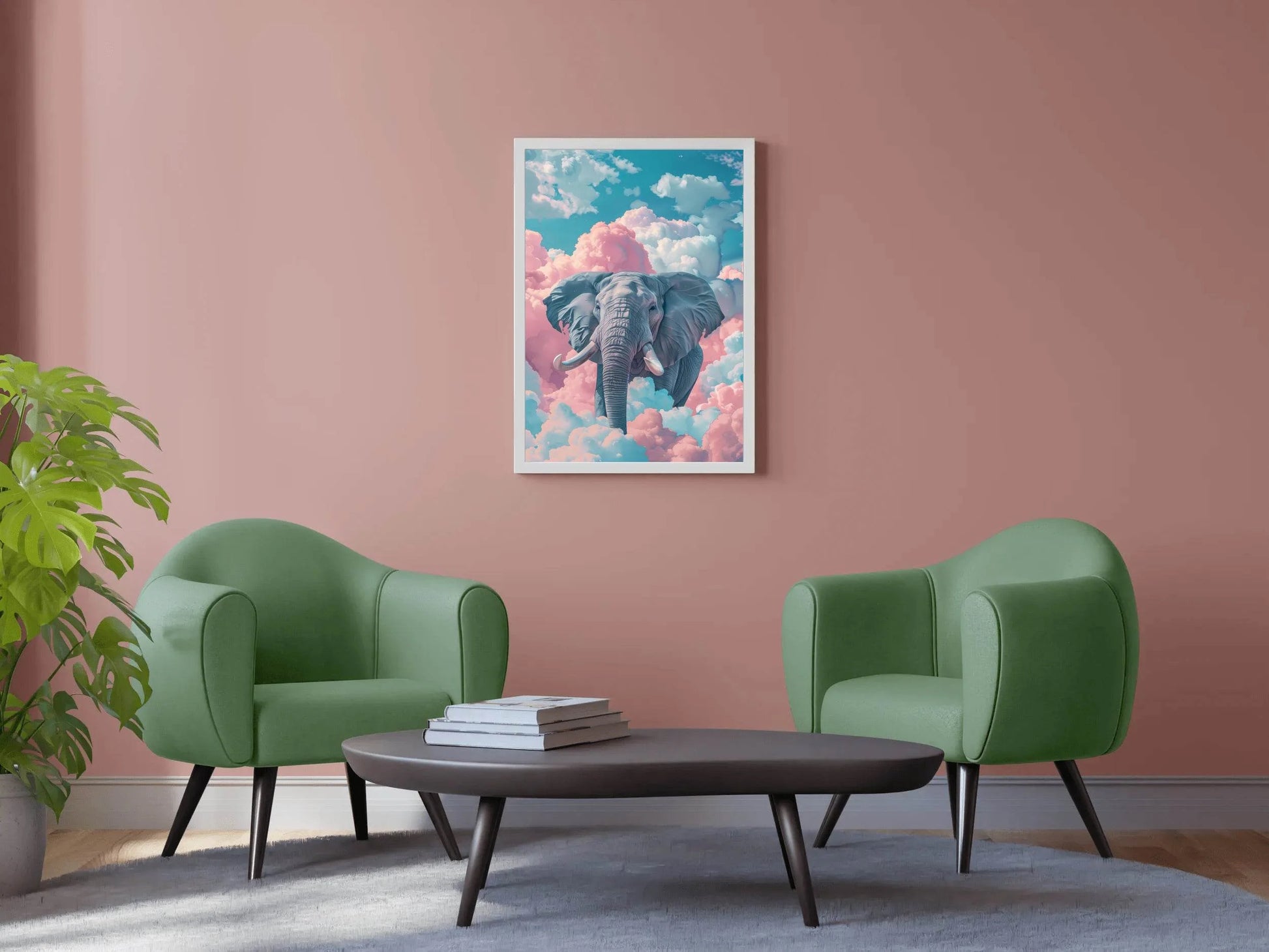 Watercolor Elephant in Clouds Animal Wall Art - beink online art store