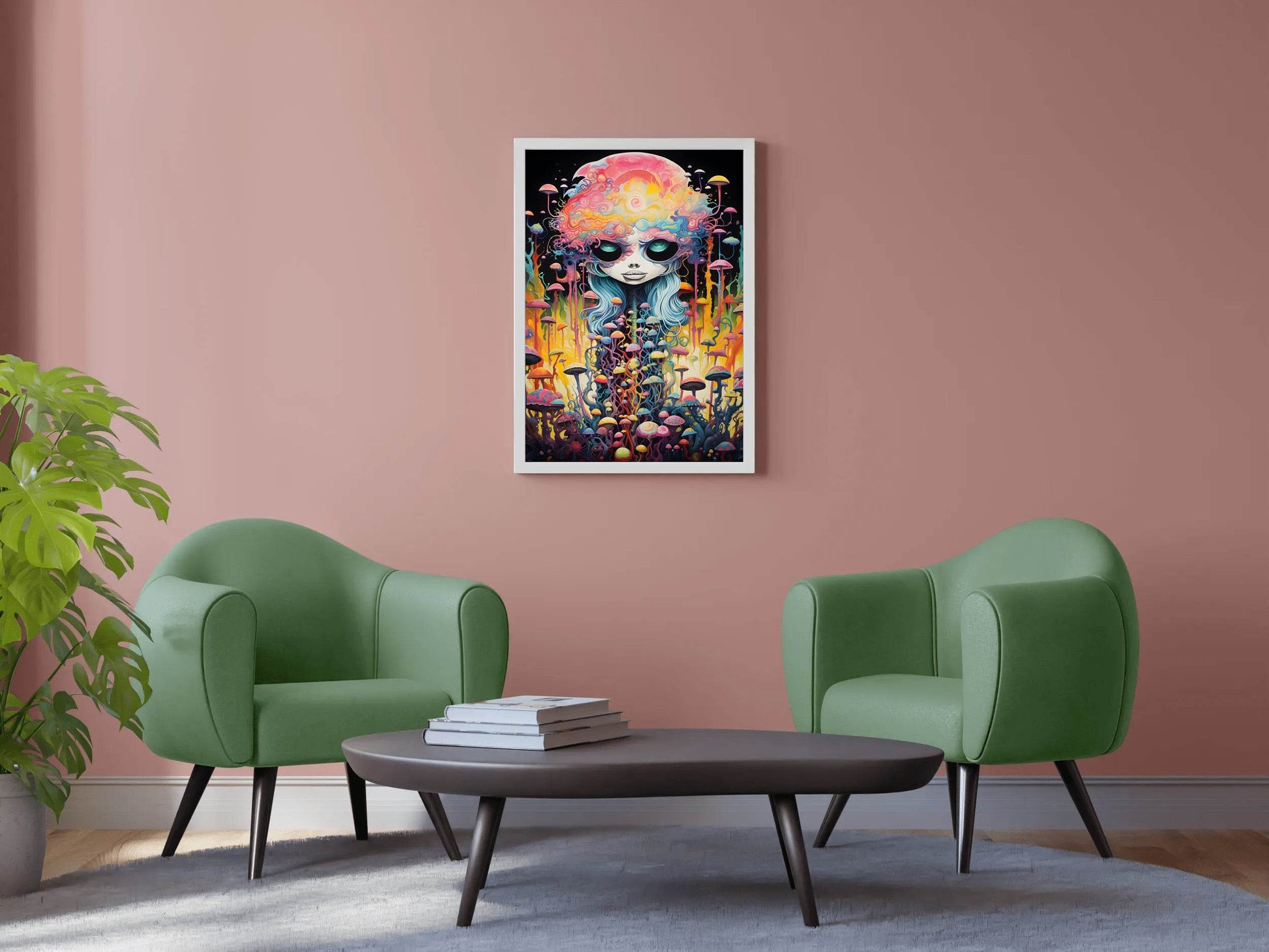 Fantasy Anime Head Mushroom Wall Art - beink online art store