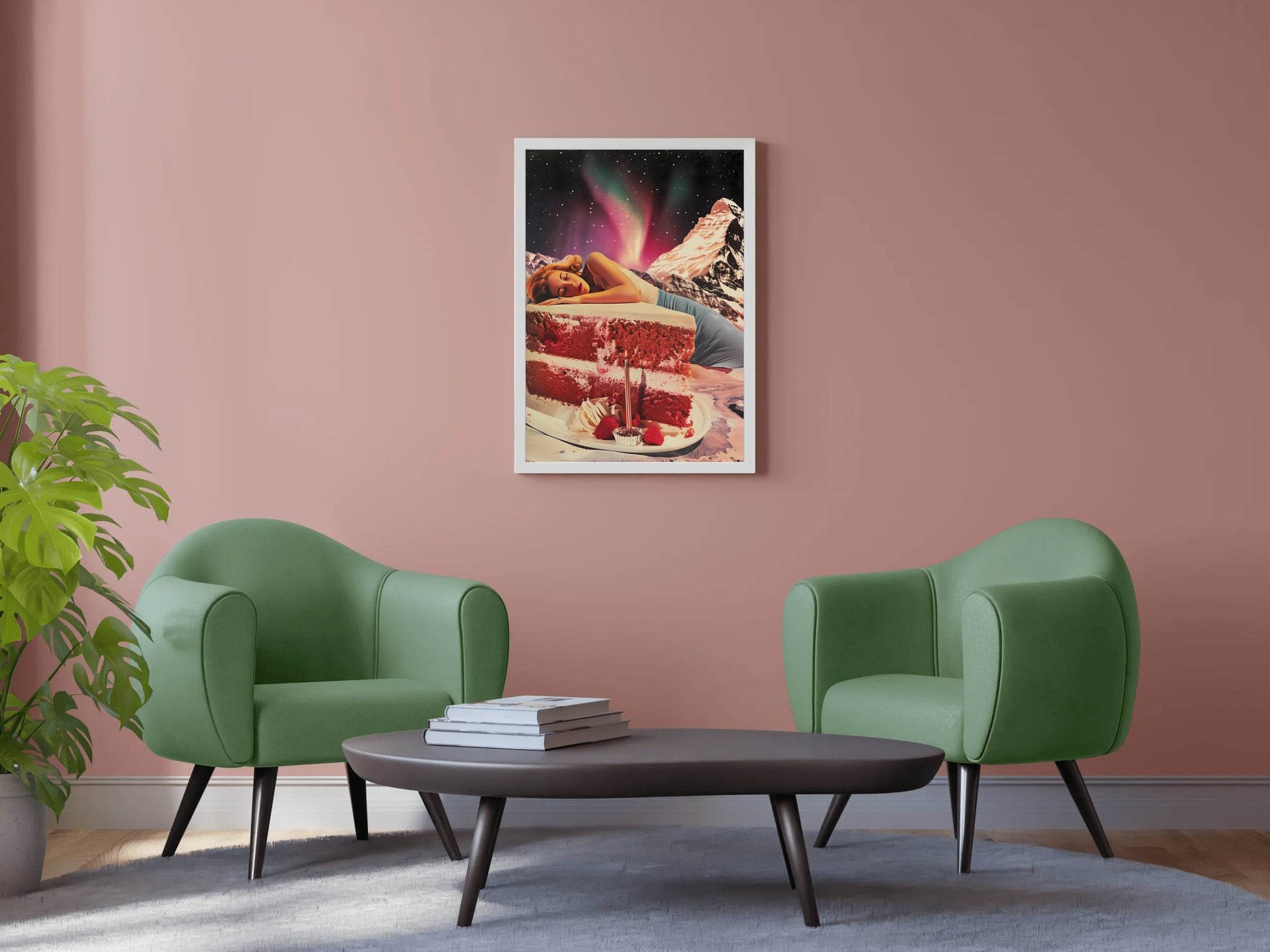 Sleeping Girl on The Cake With Space Background Wall Art - beink online art store