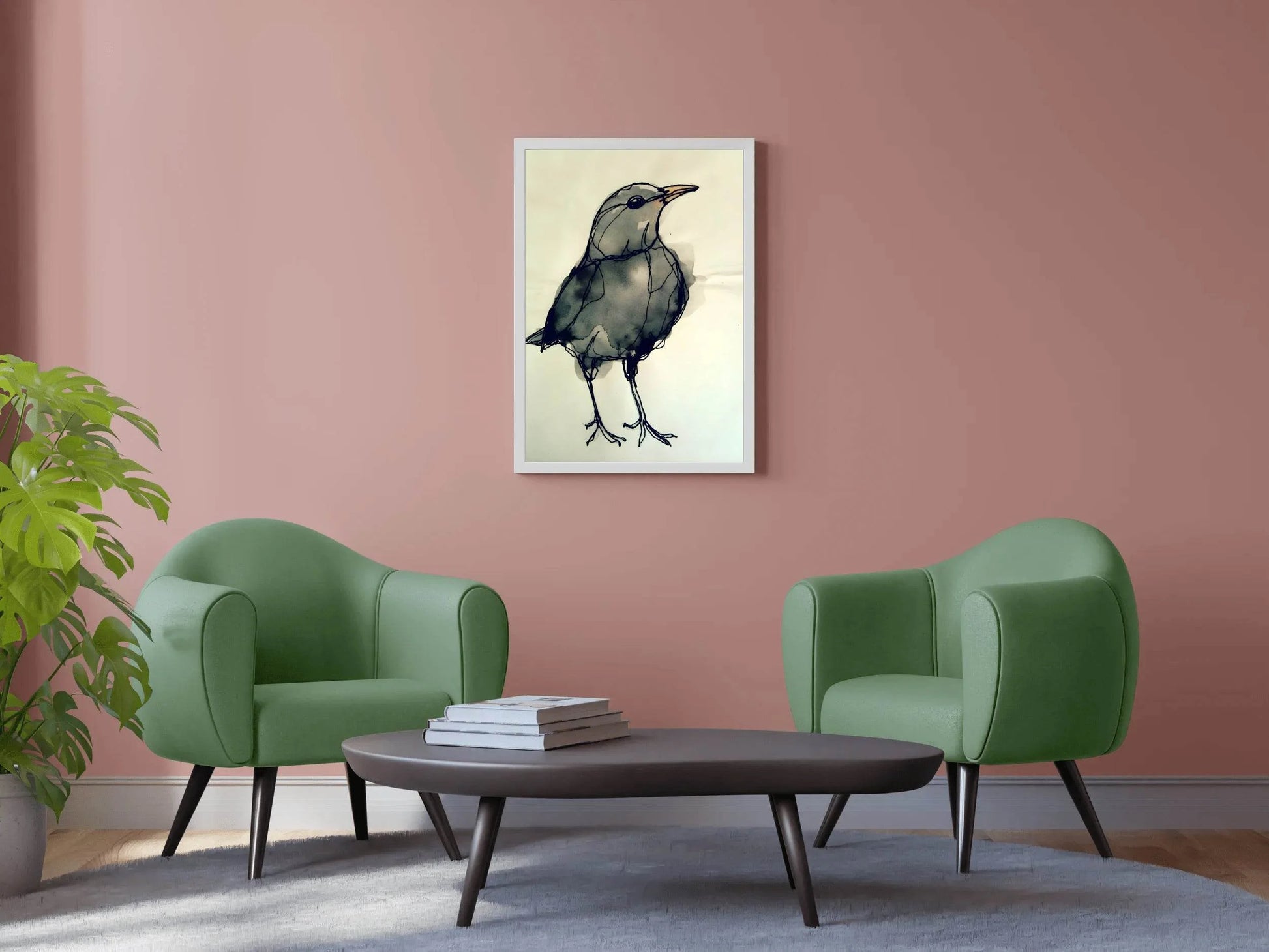 Black Bird - Watercolor Modern Wall Art - beink online art store