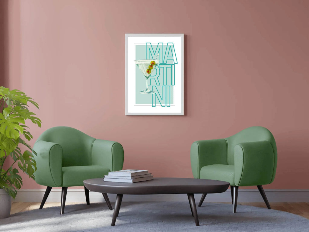 Martini Cocktail With Green Olives Wall Art - beink online art store