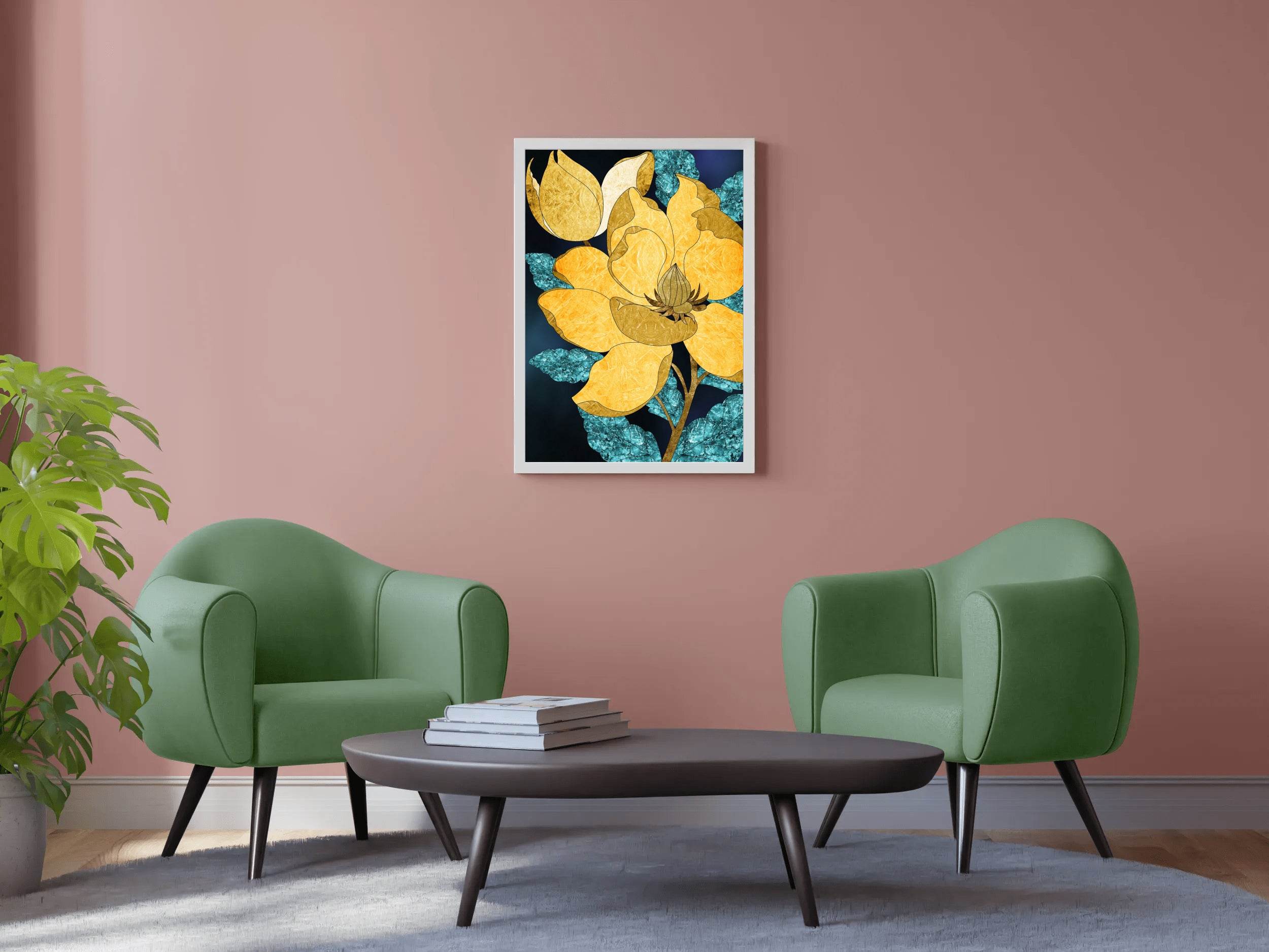 Golden Bloom Modern Wall Art - beink online art store