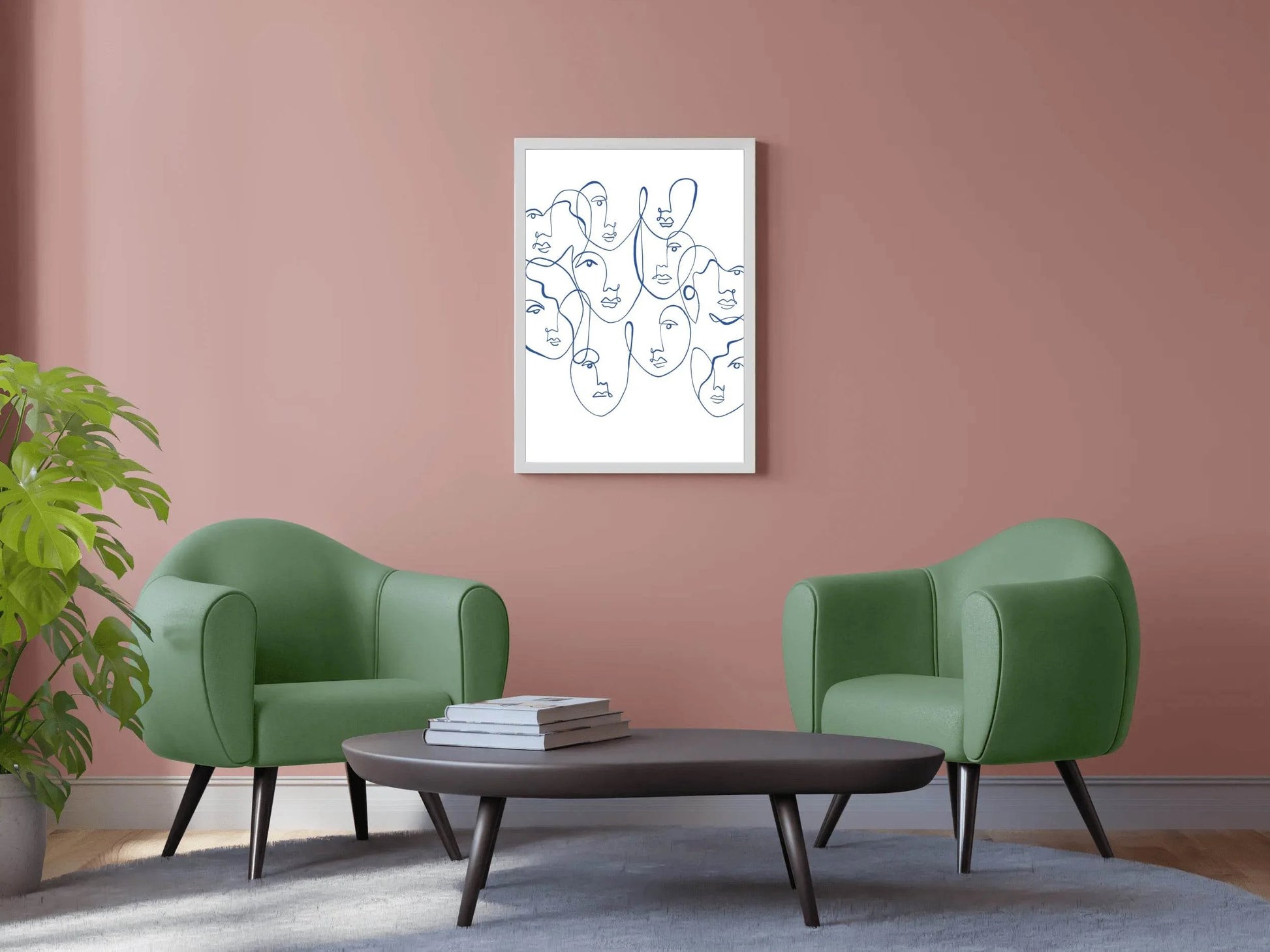 Blue and White Abstract Face Wall Art - beink online art store
