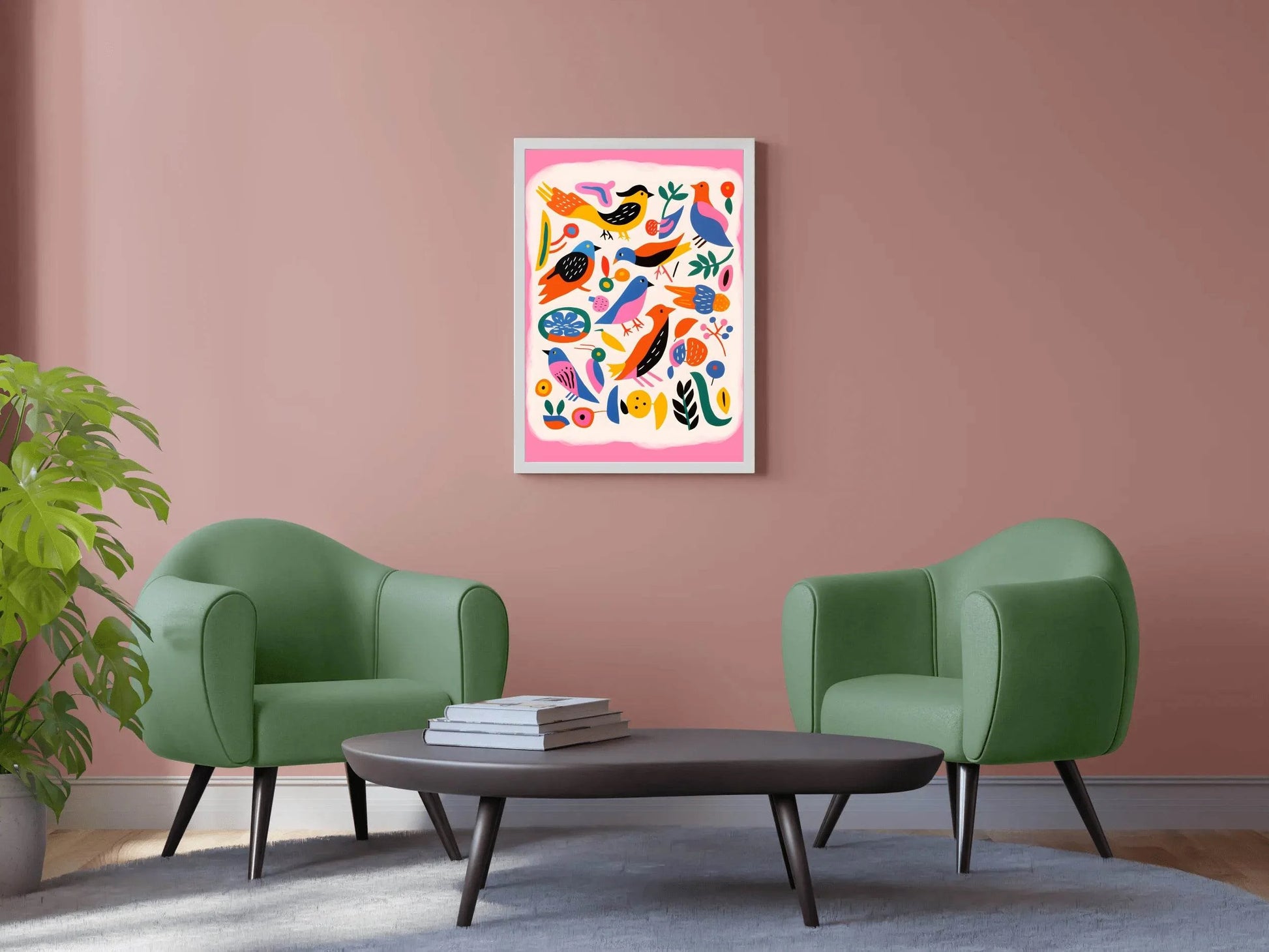 Painting Different Colored Birds Wall Art - beink online art store