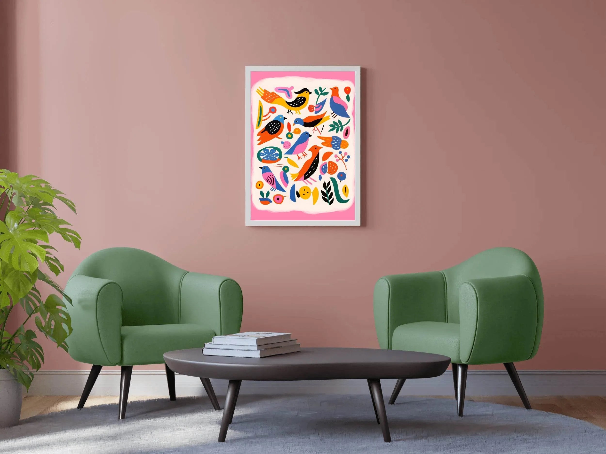 Painting Different Colored Birds Wall Art - beink online art store