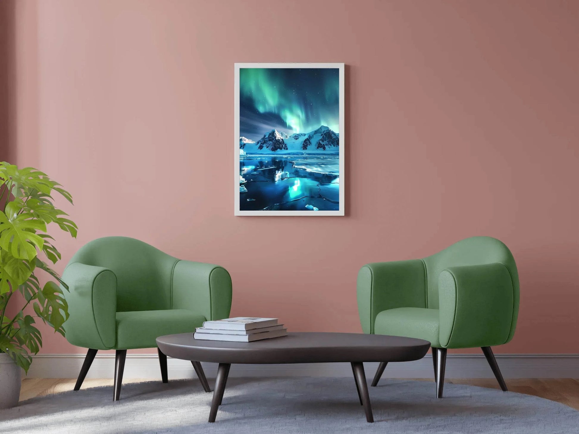 Northern Lights Over Antarctic Peaks wall Art - beink online art store
