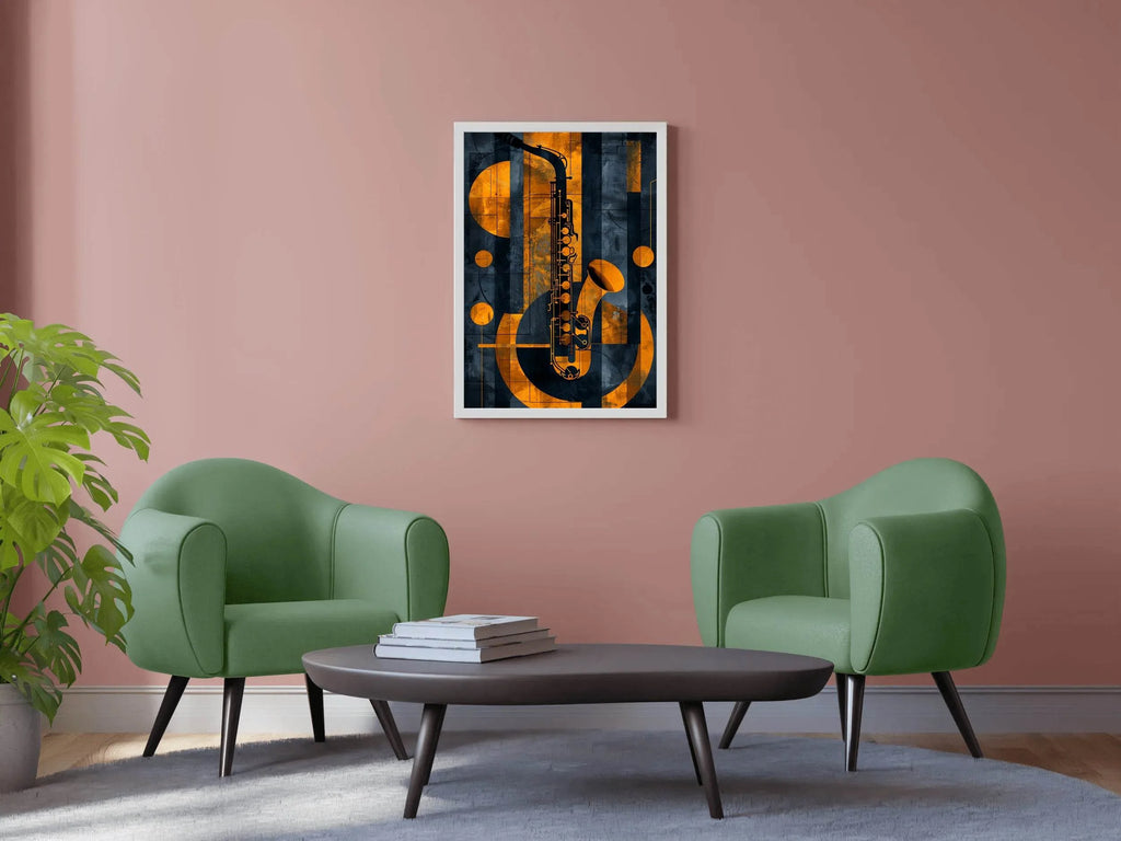 Saxophone With Yellow Lines Wall Art - beink online art store
