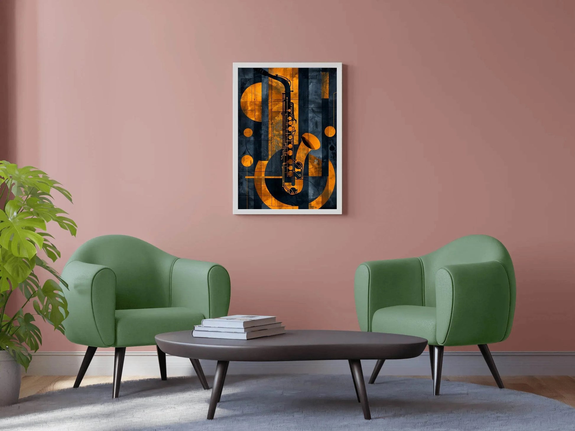 Saxophone With Yellow Lines Wall Art - beink online art store