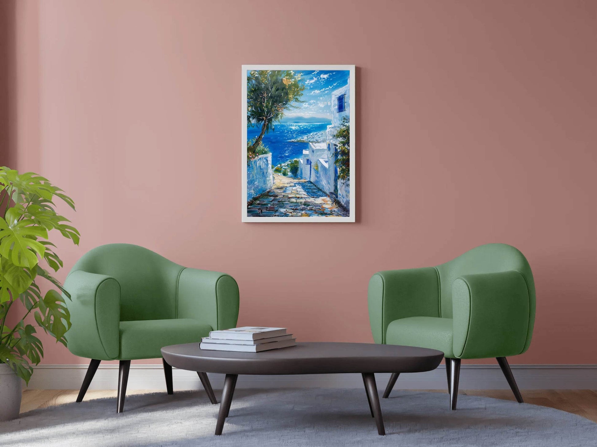 Watercolor Painting Of Coastal Alleys Wall Art - beink online art store