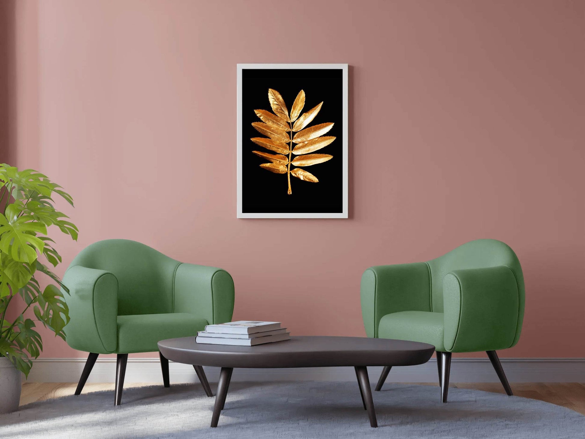 Golden Fern Leaf Wall Art - beink online art store