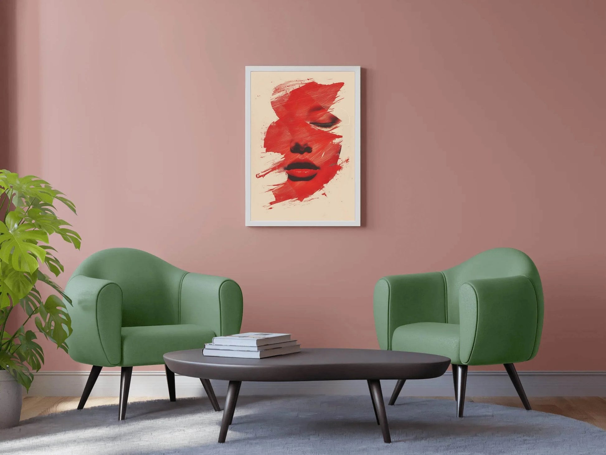 A Woman's Face In Red Wall Art - beink online art store