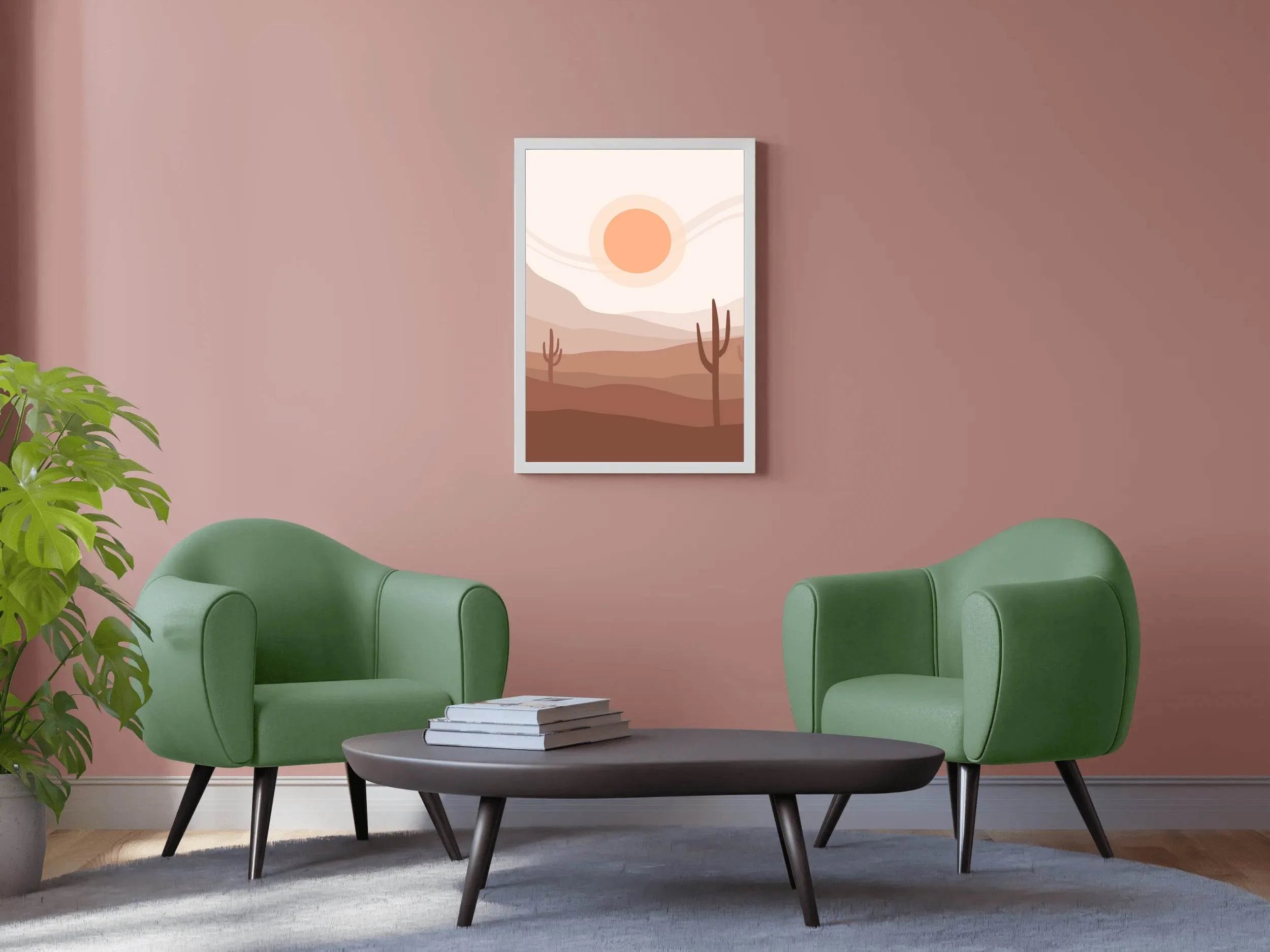 Desert Landscape with a Large Orange Sun ArtWork - beink online art store