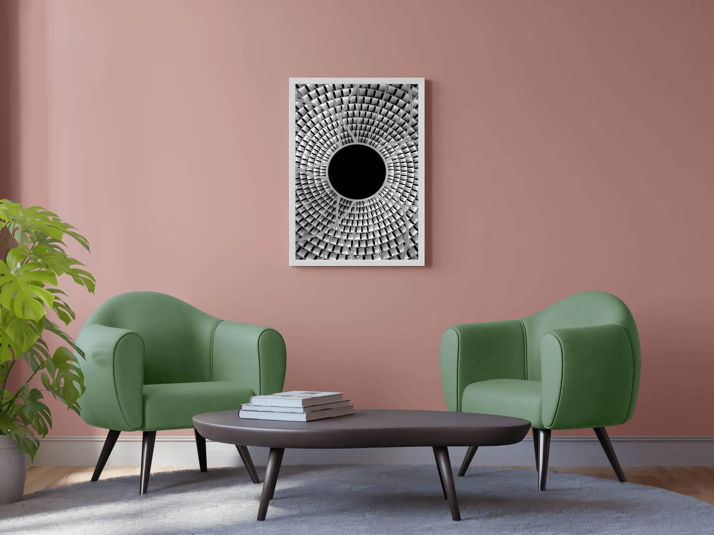 Open Hole Ceiling Architecture Black & White Wall Art - beink online art store