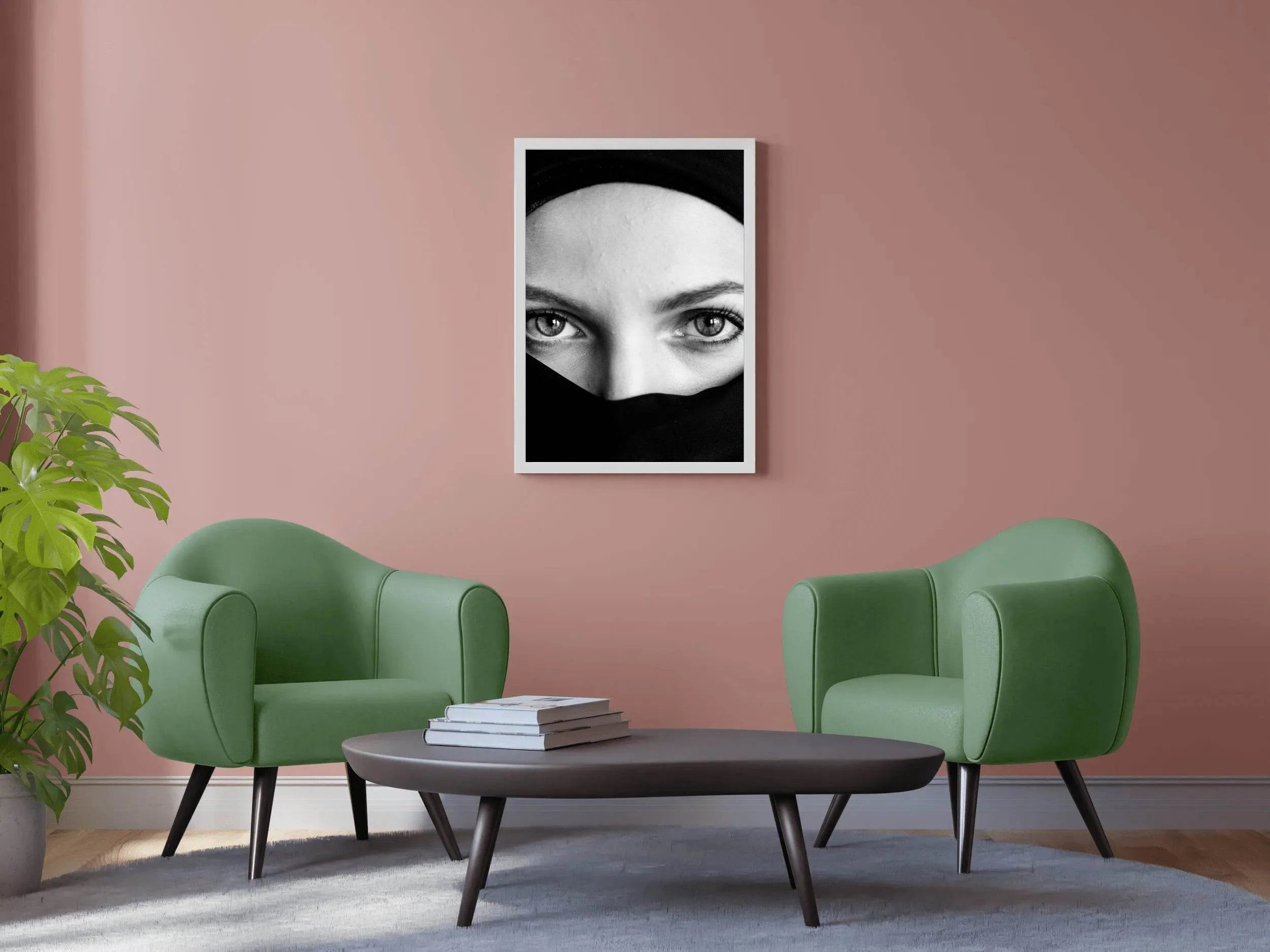 Woman Wearing Burqa Black & White Wall Art - beink online art store